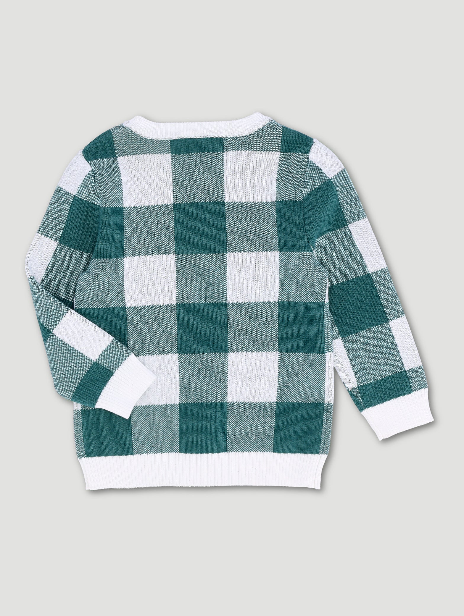 Pre-Boys Check Jacquard Knitwear - Teal/White - Image 2