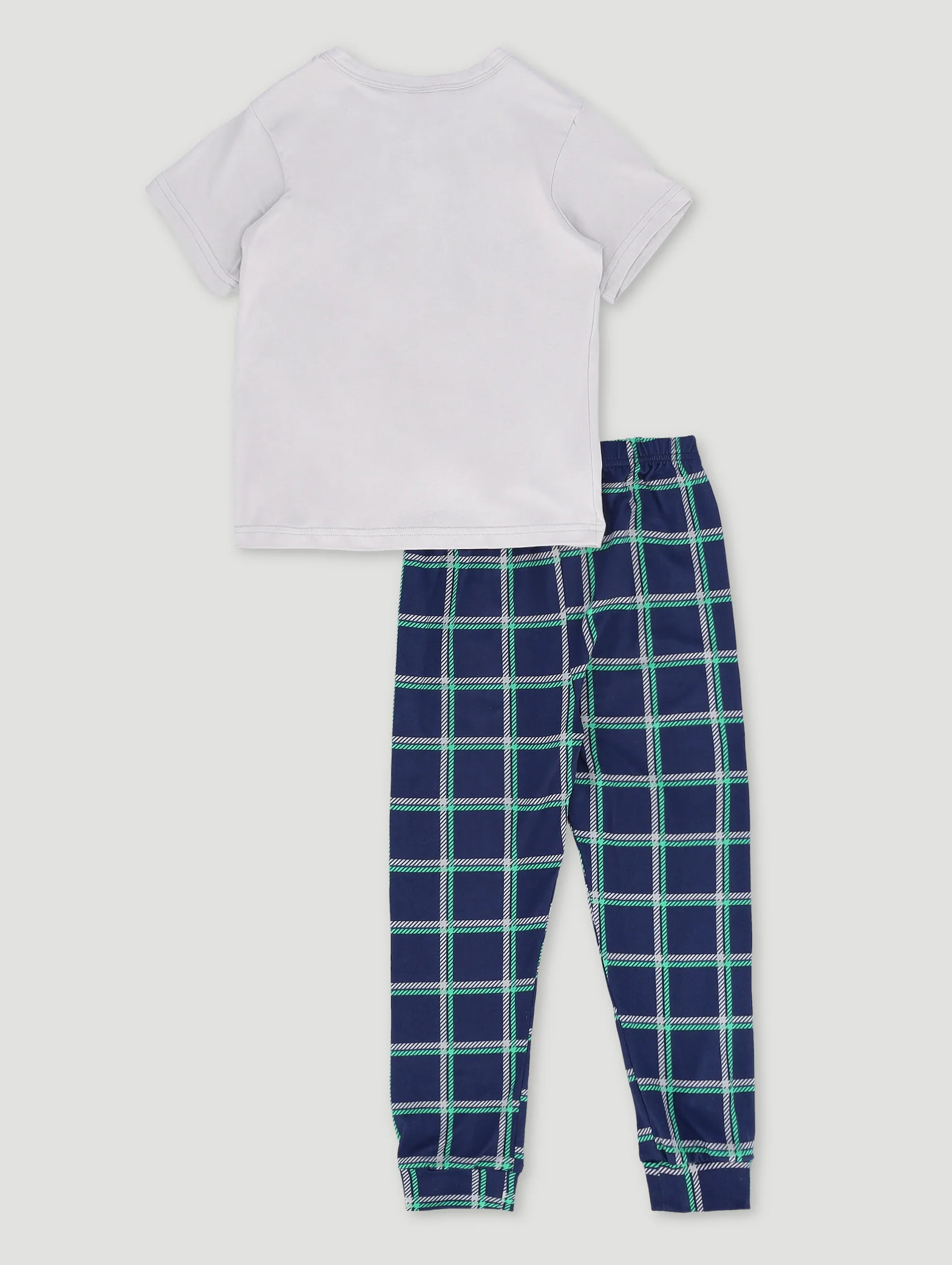 Pre-Boys Check Top & Bottom Sleep Set - Grey - Image 2