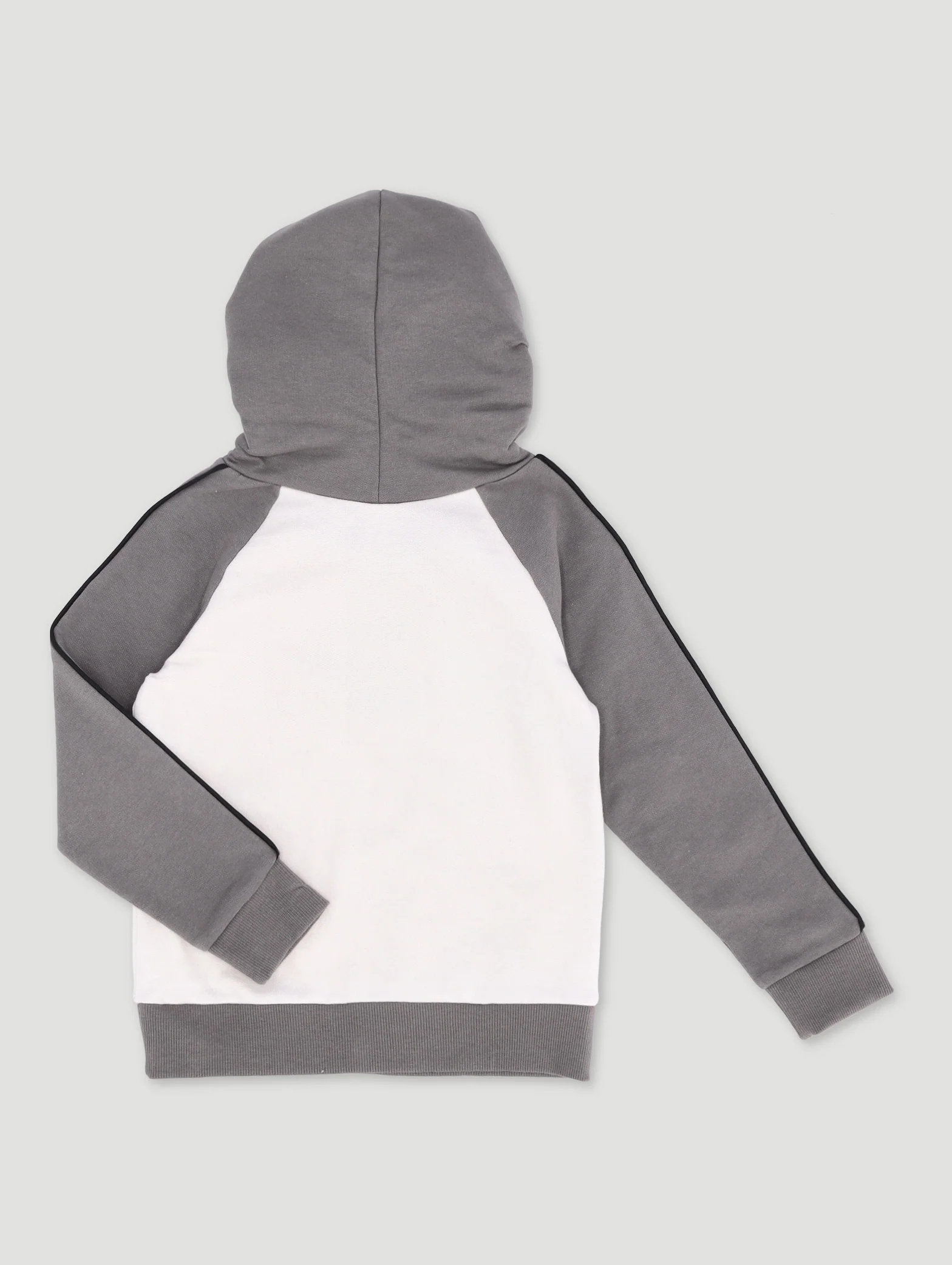 Pre-Boys Colourblock Piped Hoody - Grey/White - Image 2