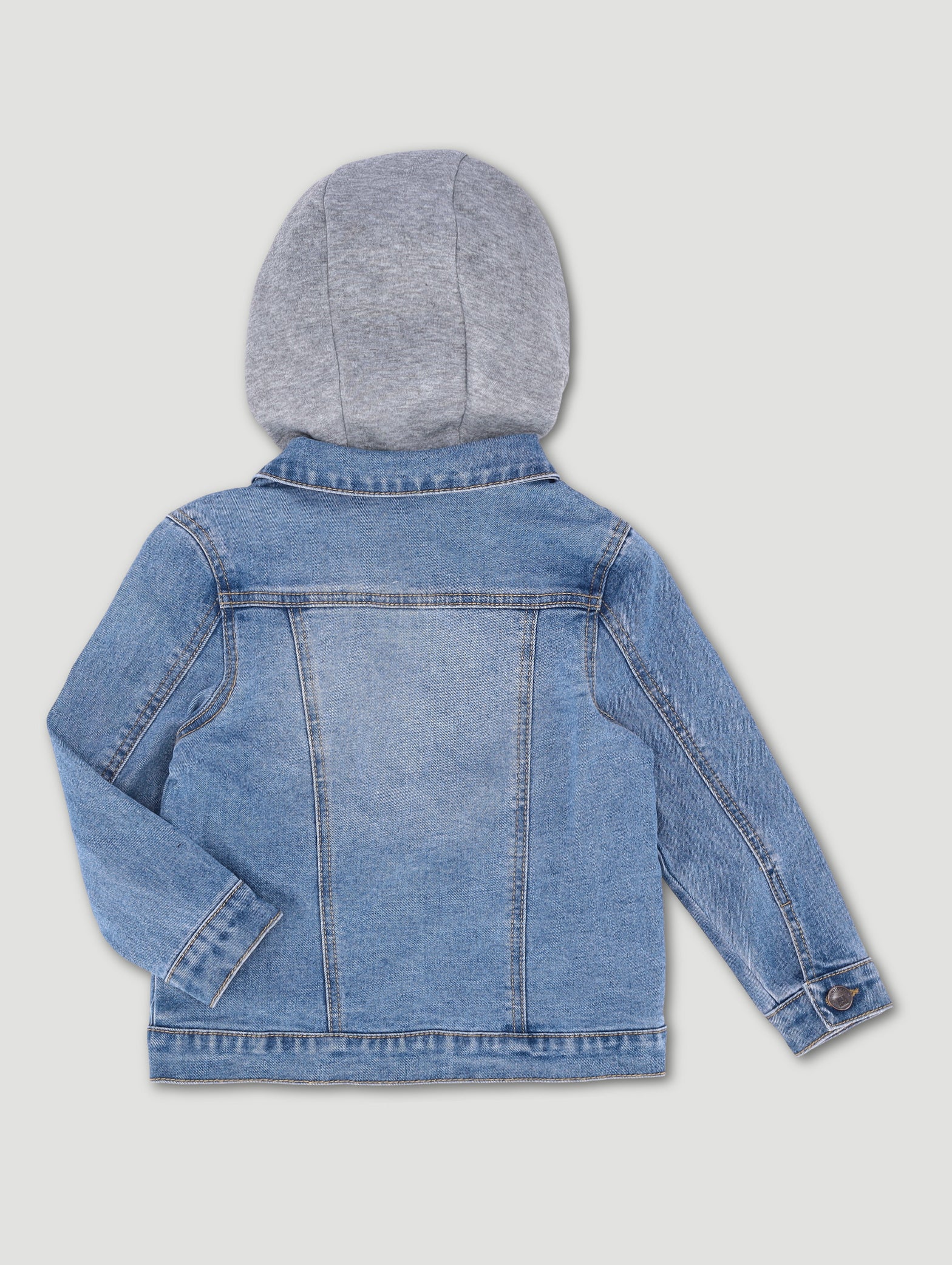 Pre-Boys Denim Bomber Jacket With Fleece Hood - Blue - Image 2