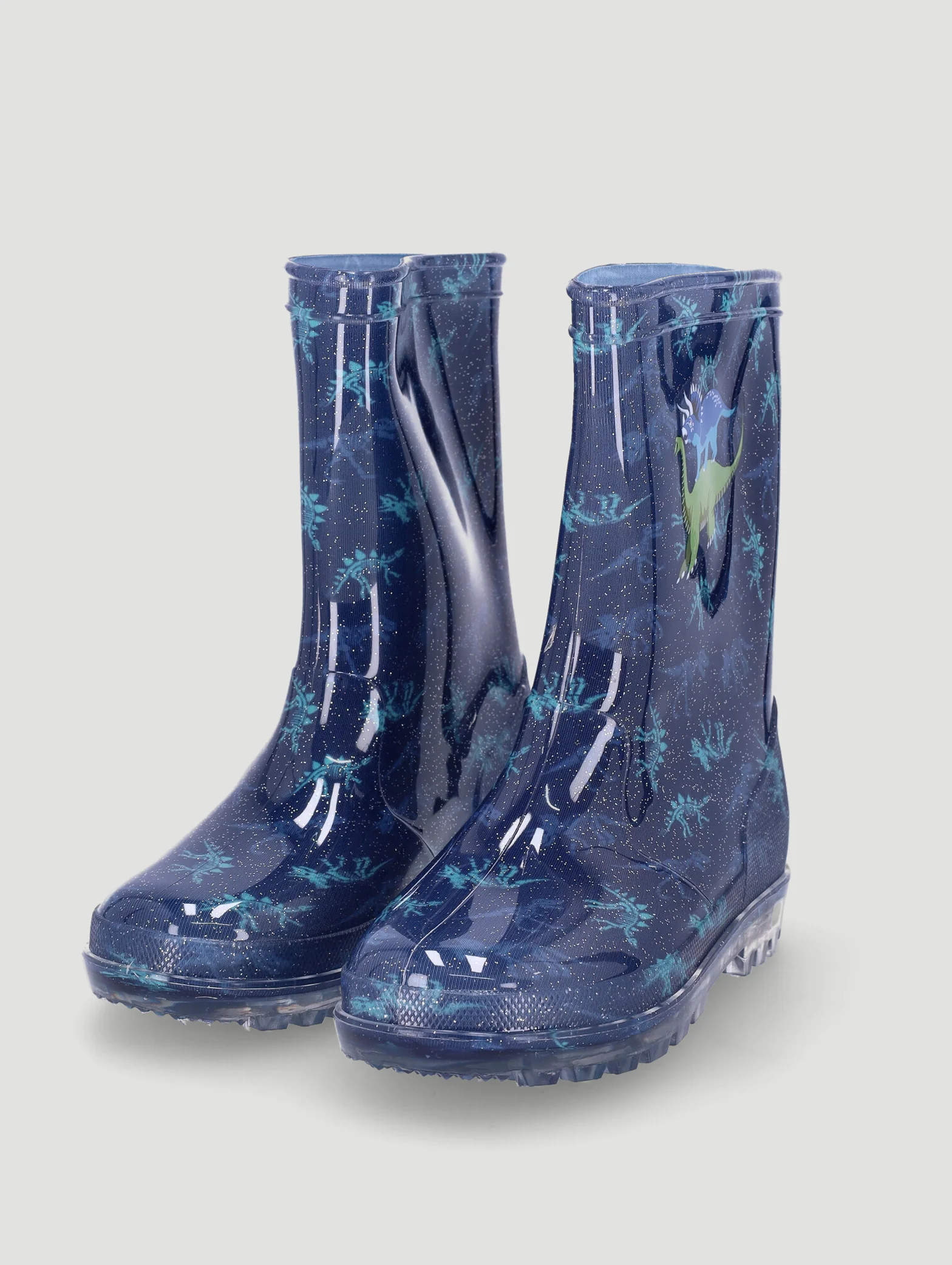 Pre-Boys Dino Lightup Wellington Boots - Navy - Image 2