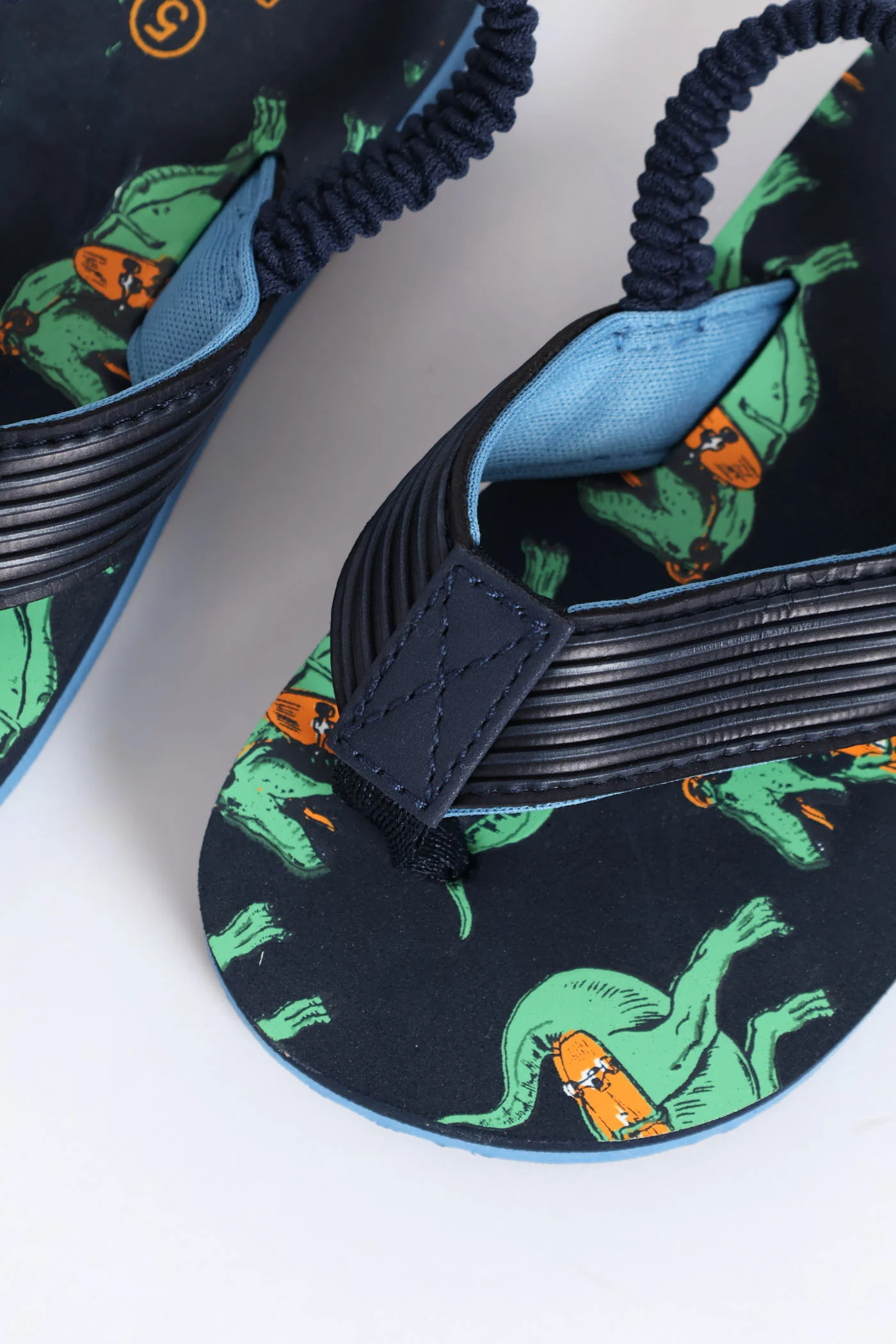 Pre-Boys Dino Print Thong Sandal - Navy - Image 2