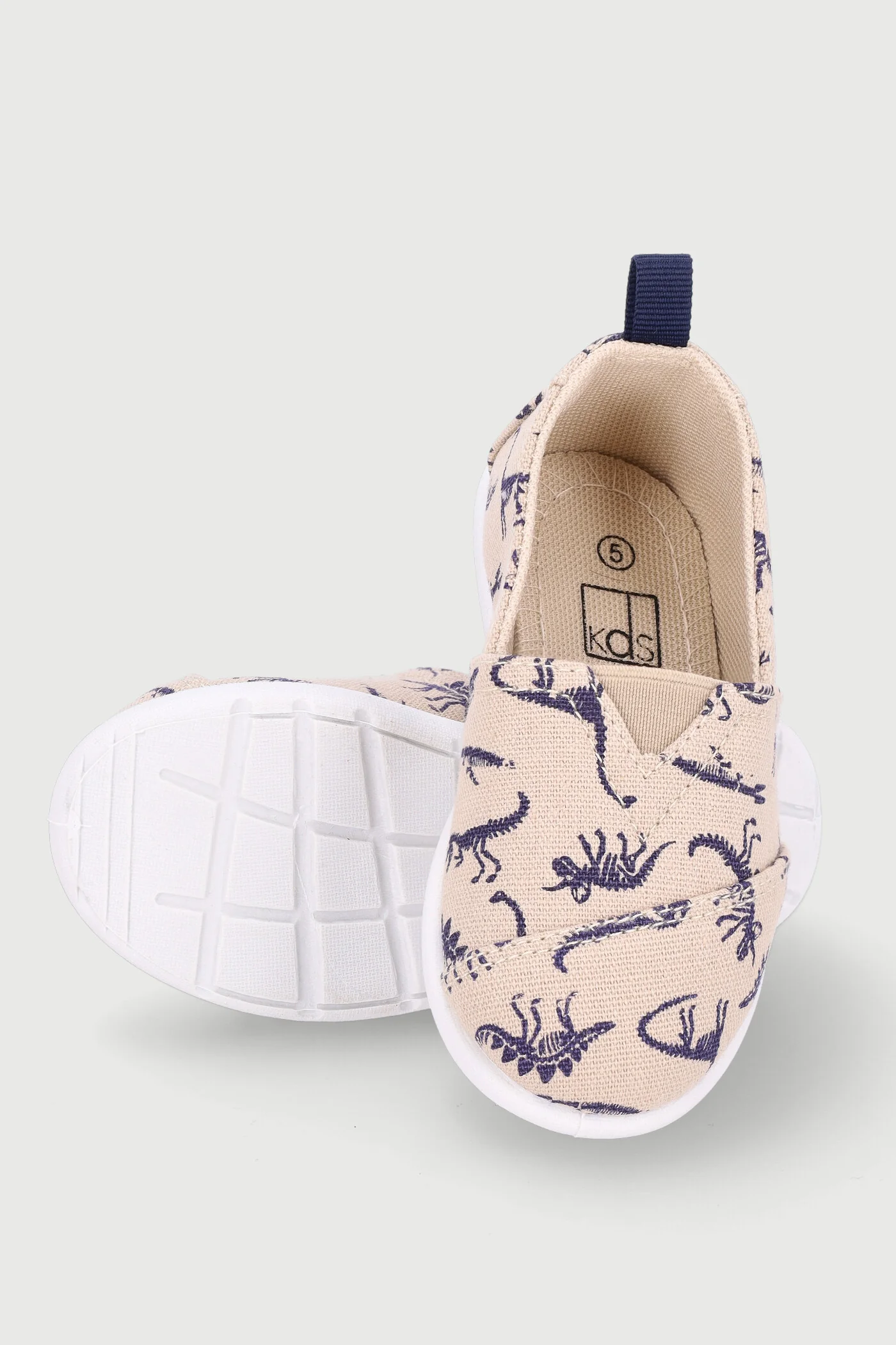 Pre-Boys Dino Toms Shoe - Stone/Navy - Image 3