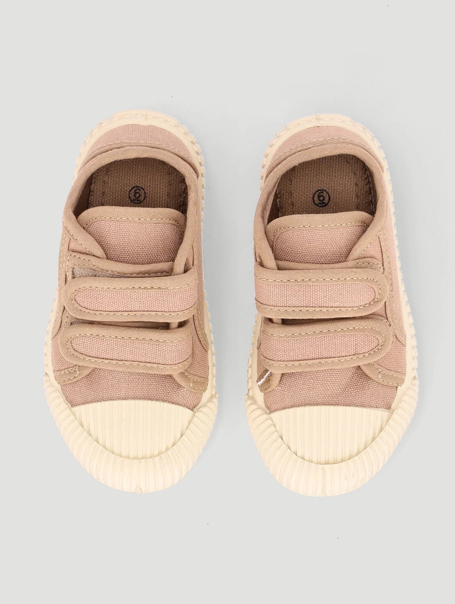 Pre-Boys Double Velcro Sneaker - Taupe - Image 2