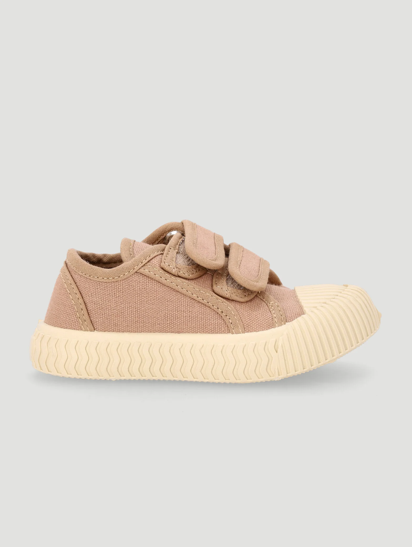 Pre-Boys Double Velcro Sneaker - Taupe - Image 3