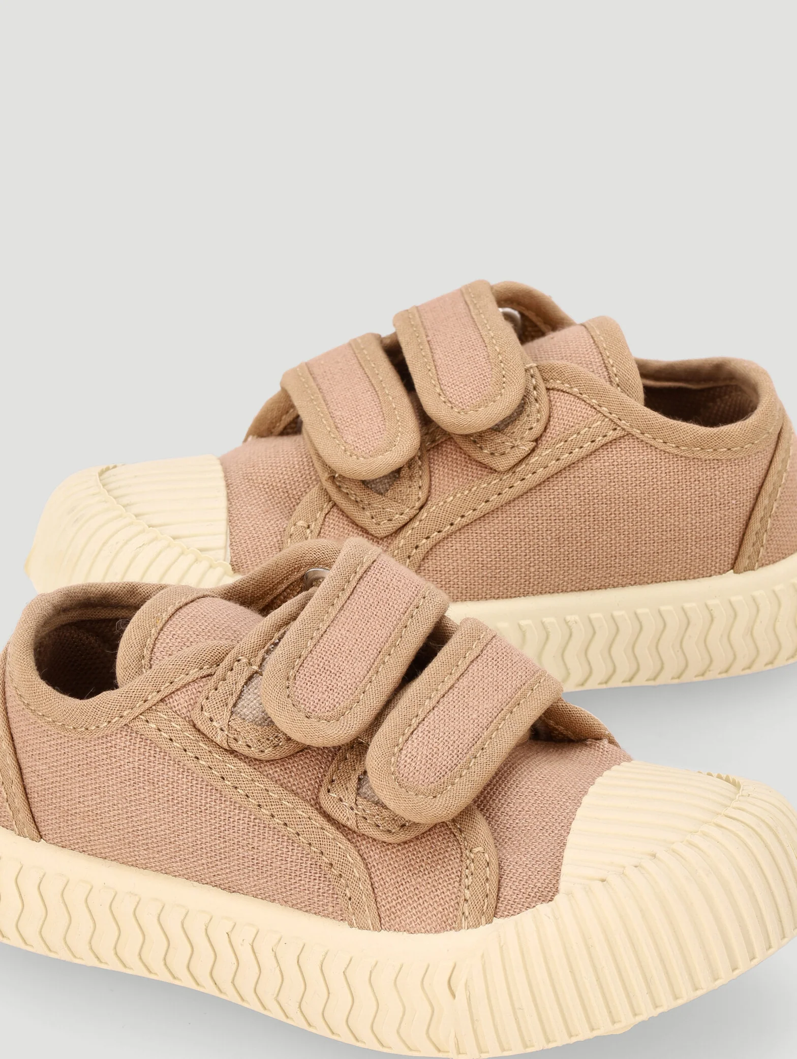 Pre-Boys Double Velcro Sneaker - Taupe - Image 5