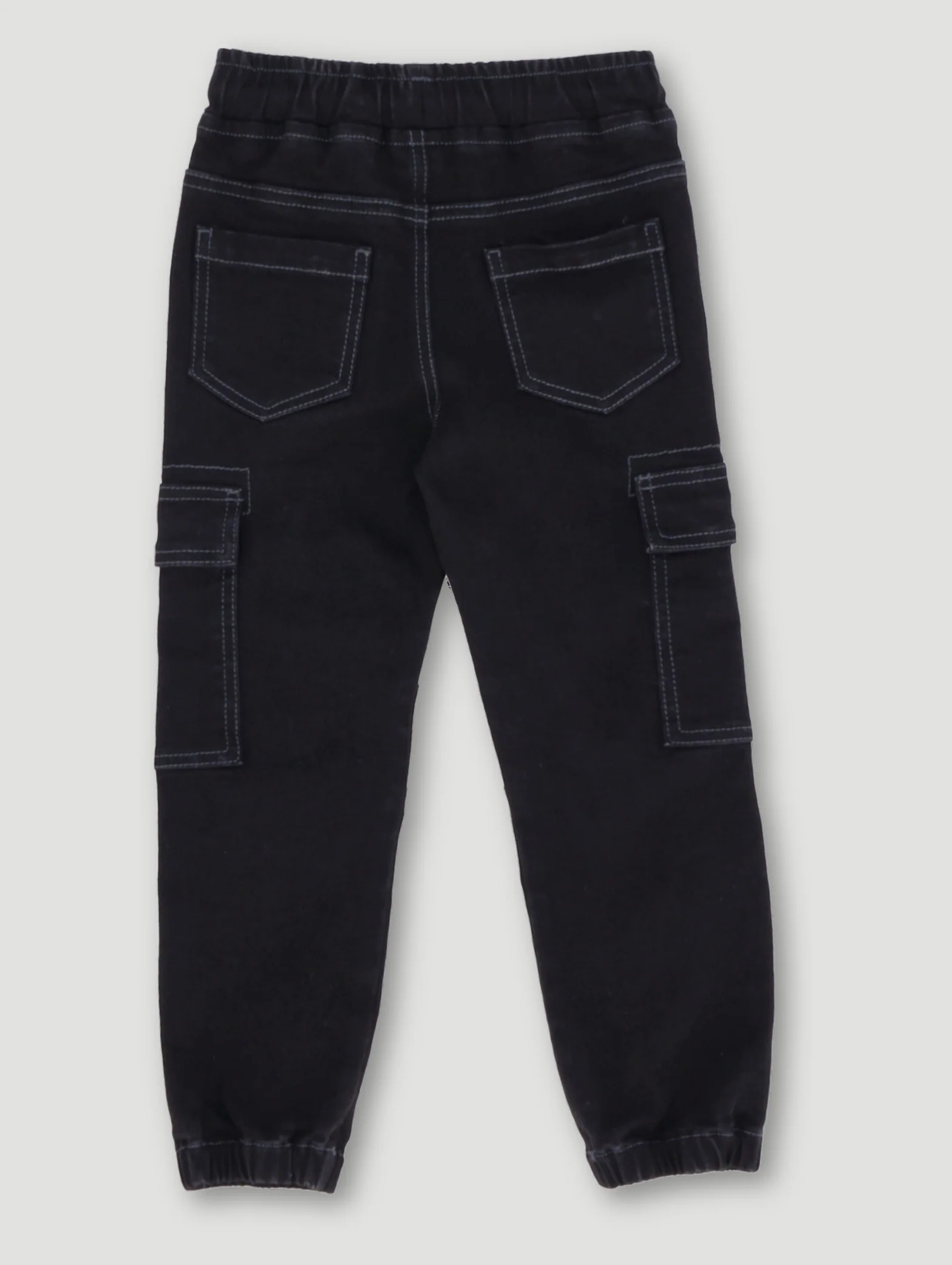 Pre-Boys Elasticated Cargo Denim - Black - Image 2