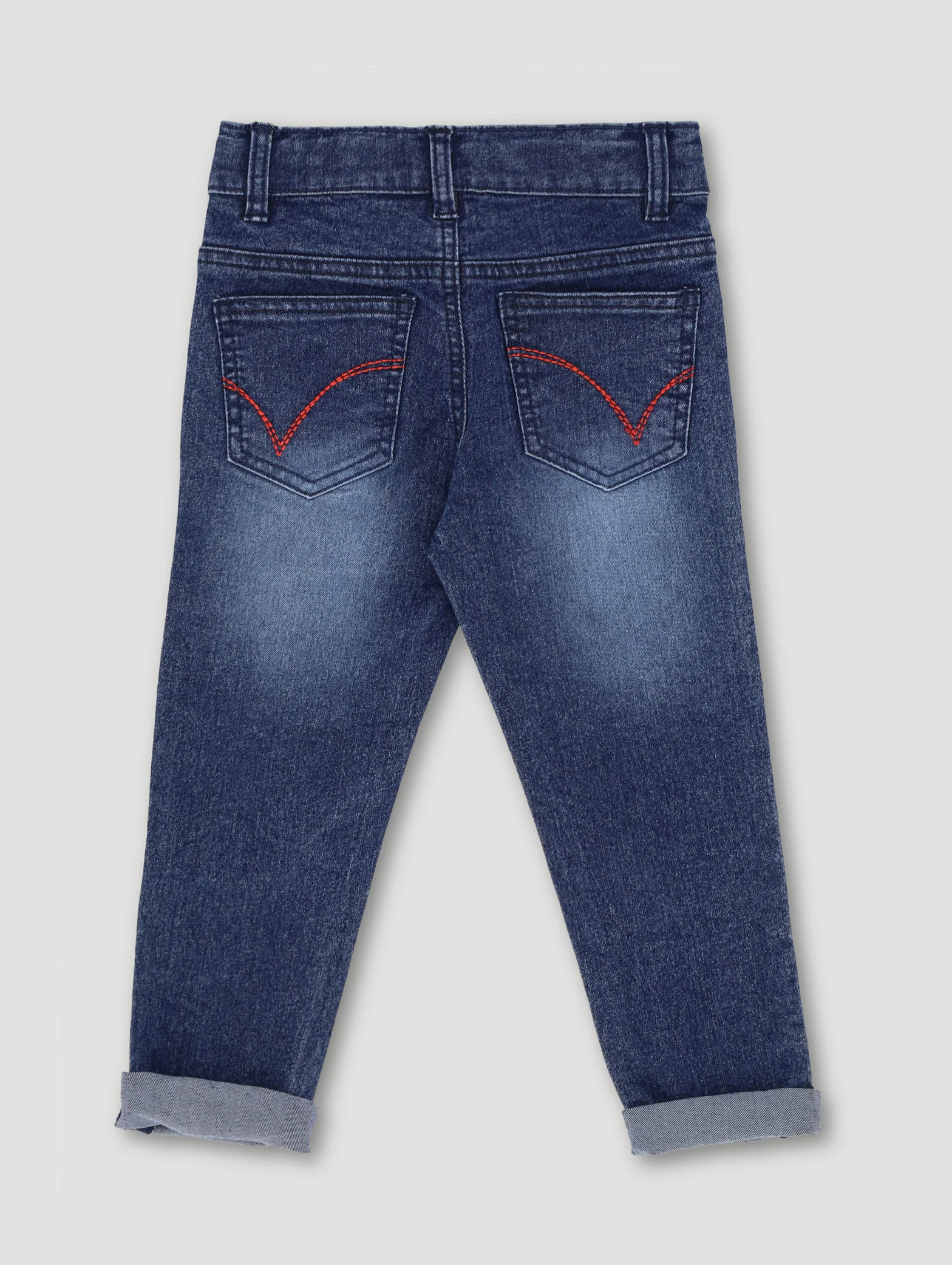 Pre-Boys Embroidered Badge Detail Denim - Dark Blue - Image 2