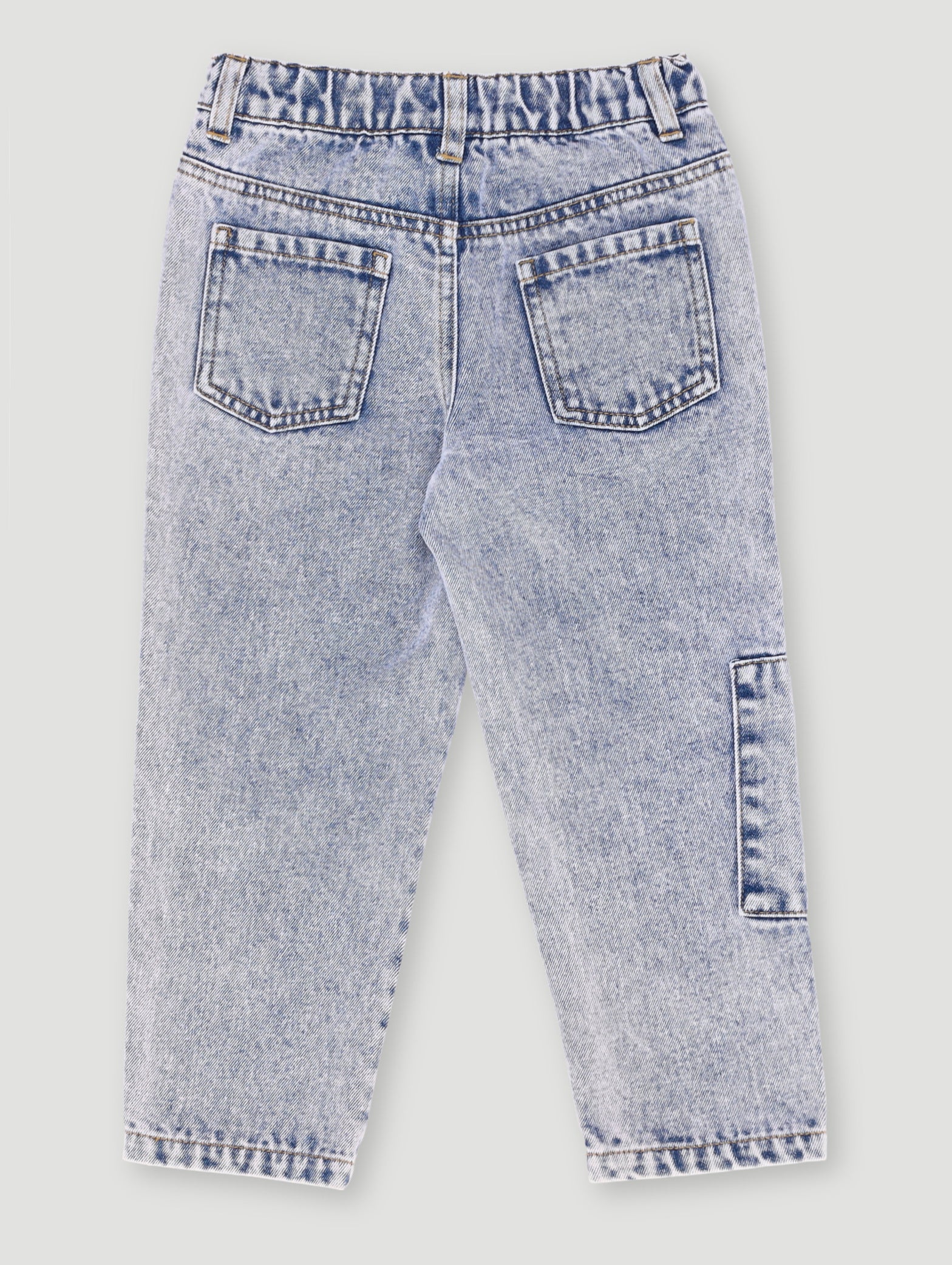 Pre- Boys Fashion Patch Straight Leg Denim - Acid Wash - Image 3