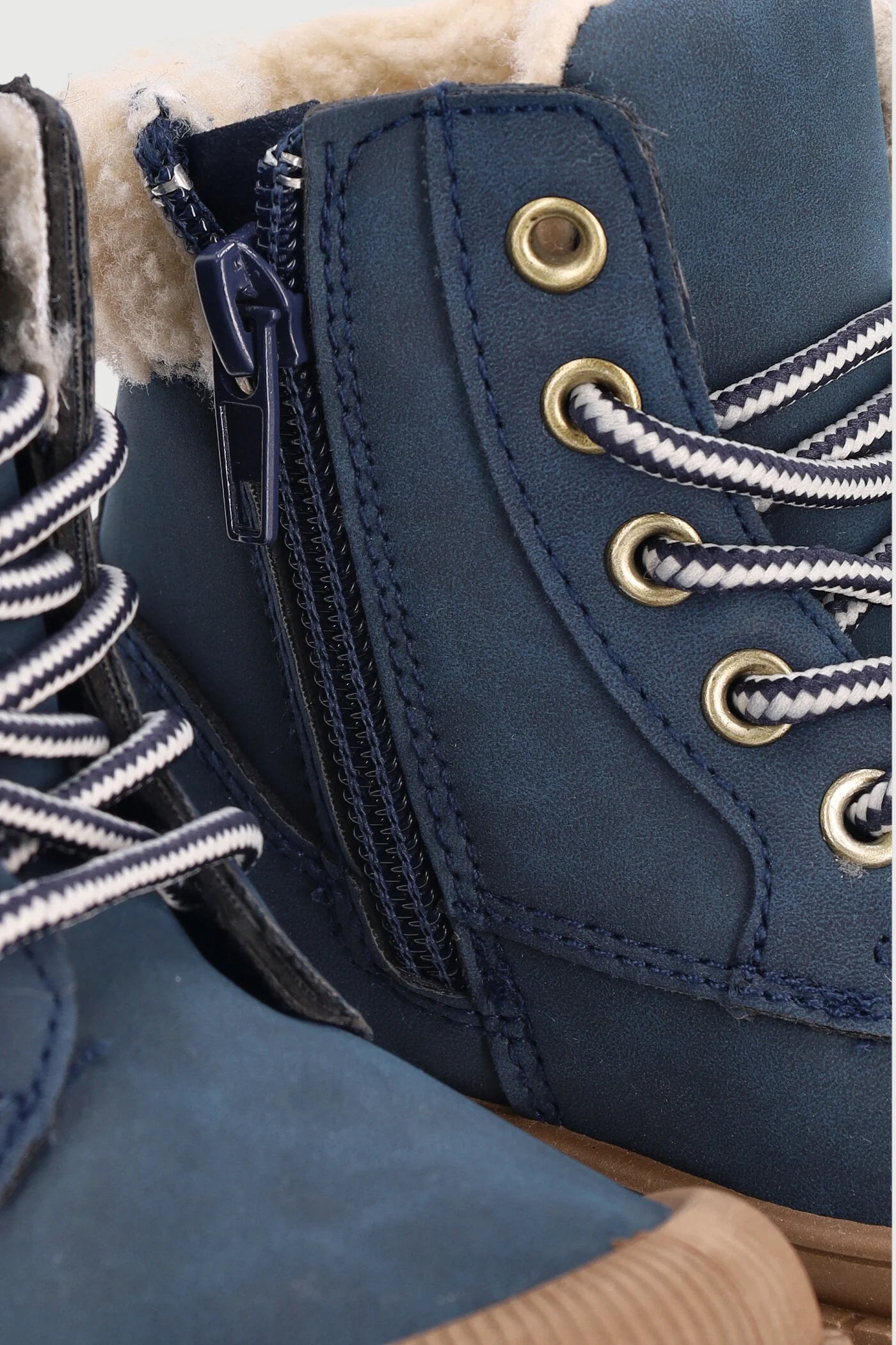 Pre-Boys Faux Fur Trim Hiker Boot - Navy - Image 2