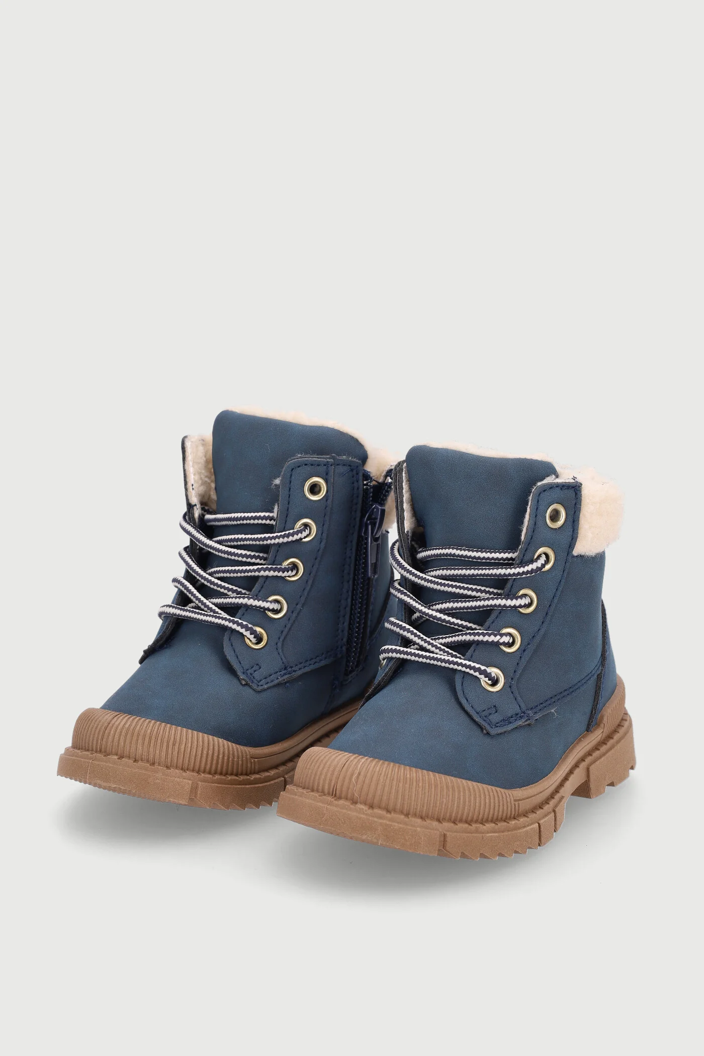 Pre-Boys Faux Fur Trim Hiker Boot - Navy - Image 3