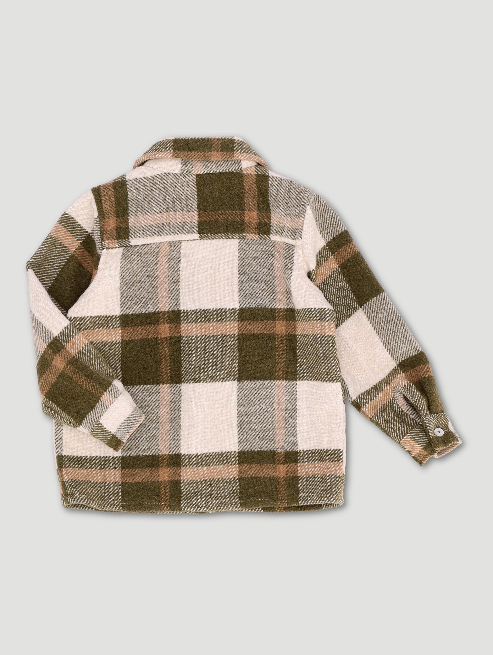 Pre-Boys Flannel Check Shacket - Olive/Stone - Image 2