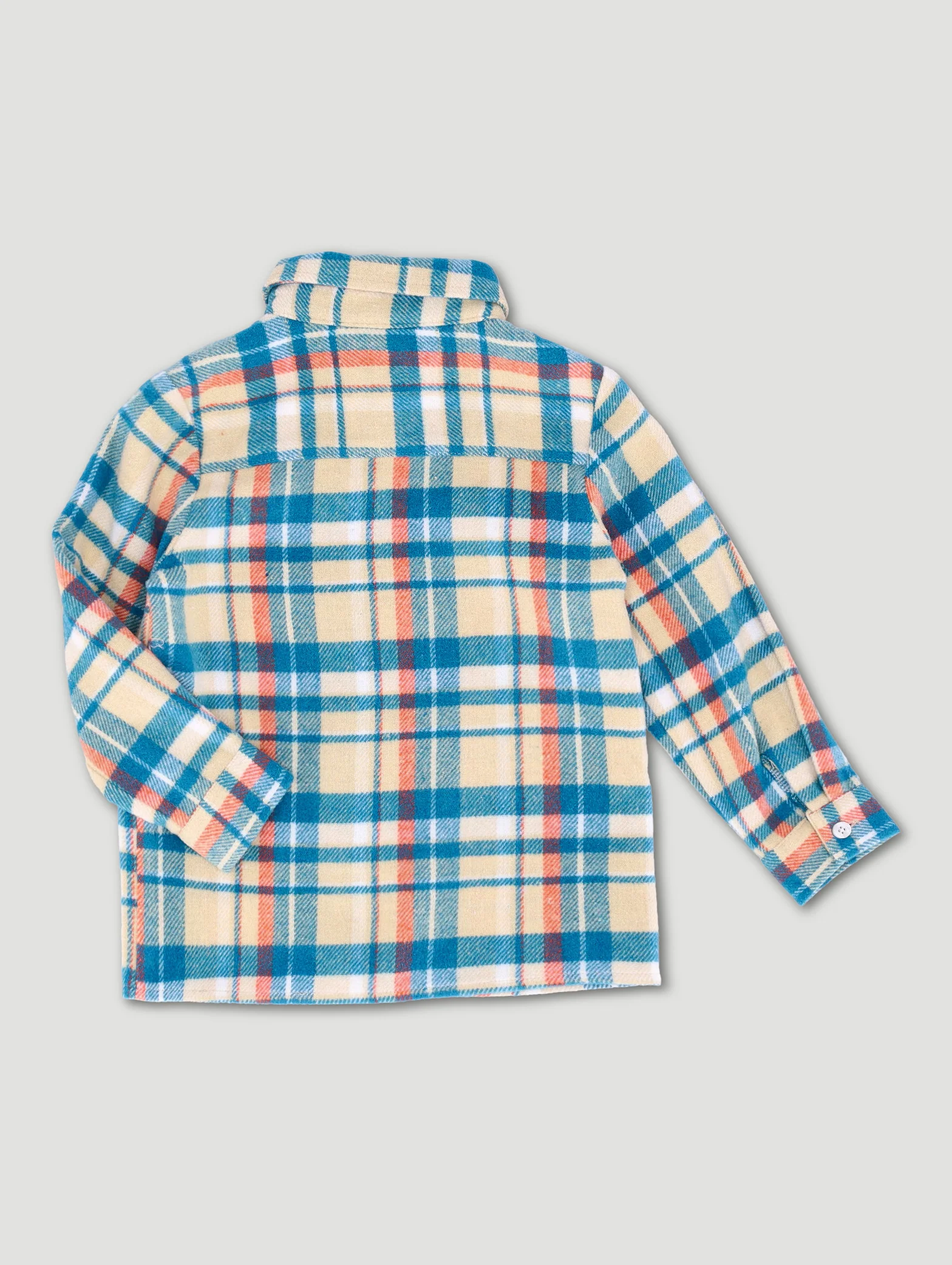 Pre-Boys Flannel Check Shirt - Stone/Blue - Image 2