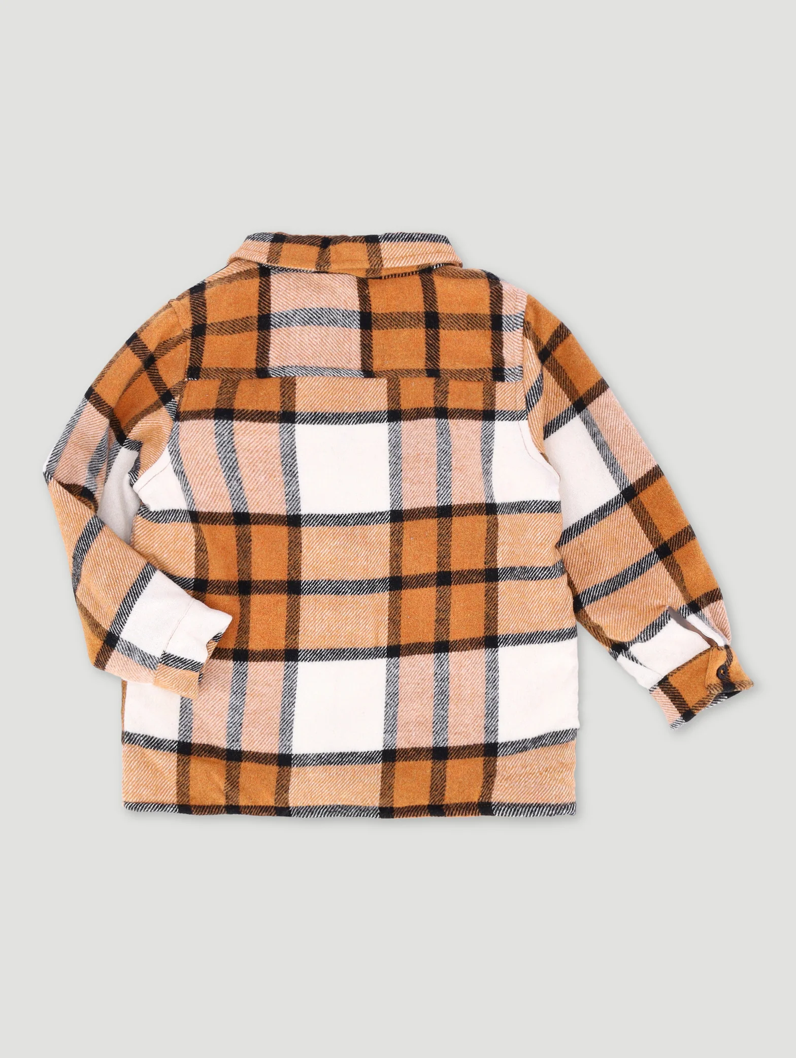 Pre-Boys Flannel Sherpa Shacket - Rust - Image 2