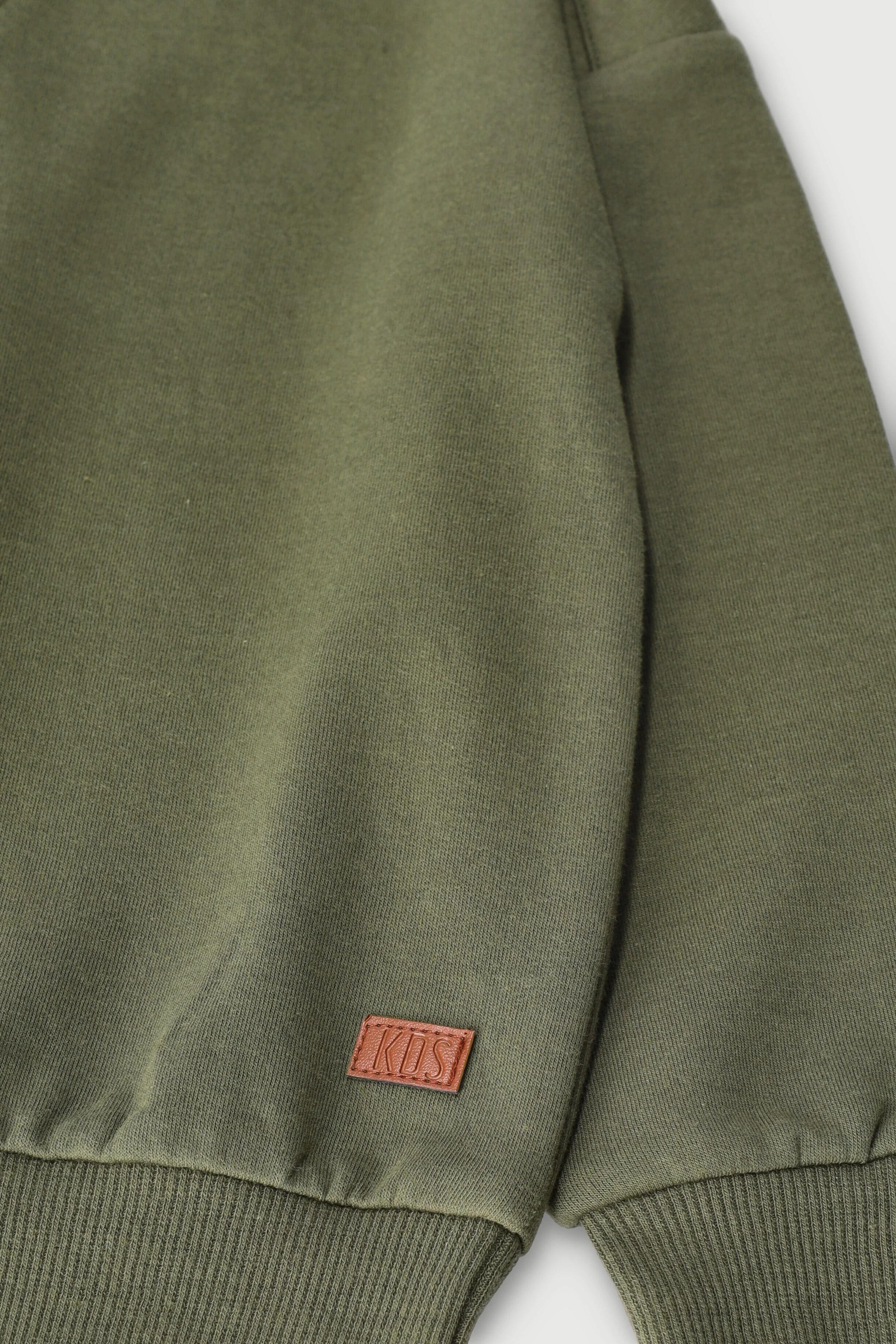 Pre-Boys Fleece Crew Top - Olive - Image 2
