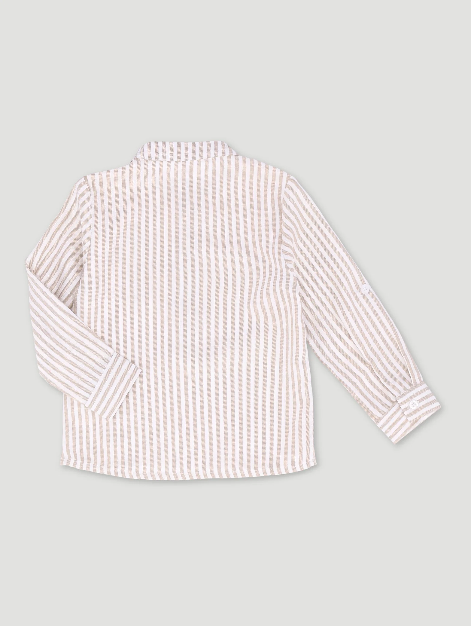 Pre-Boys Formal Mandarin Shirt - Stone/White - Image 2