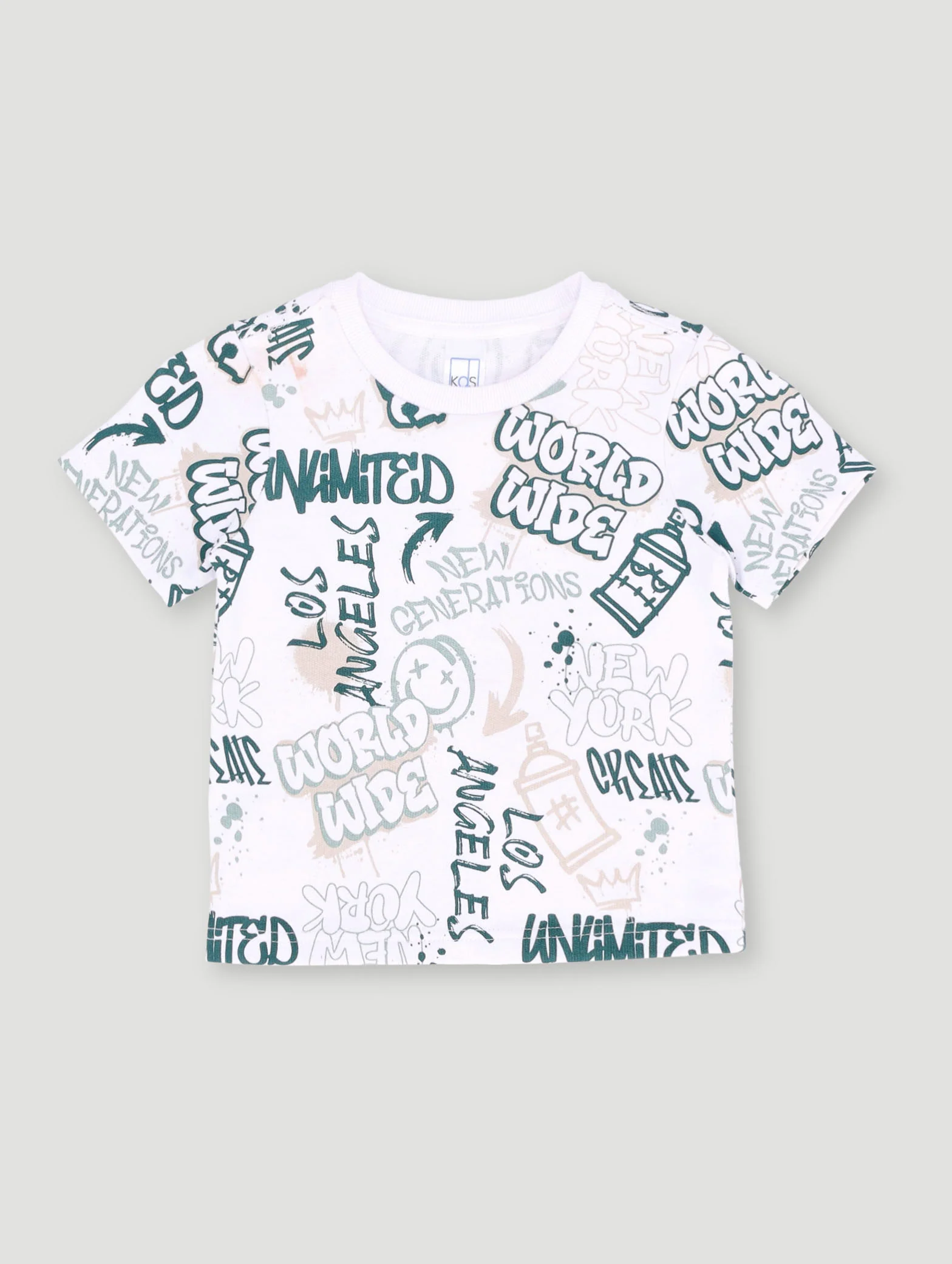 Pre-Boys Graffiti Fleece Crew Tee - Multi - Image 2