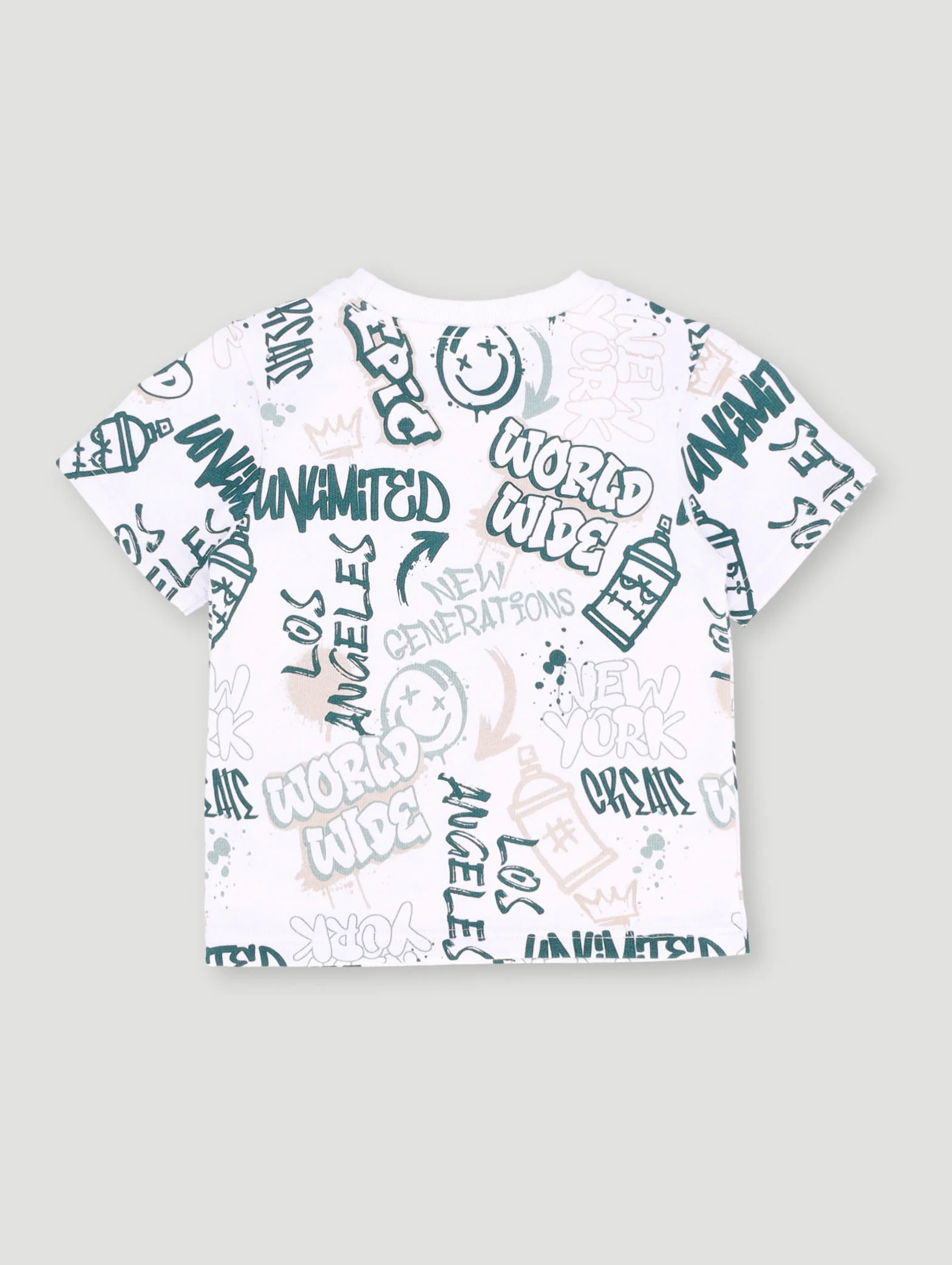 Pre-Boys Graffiti Fleece Crew Tee - Multi - Image 3