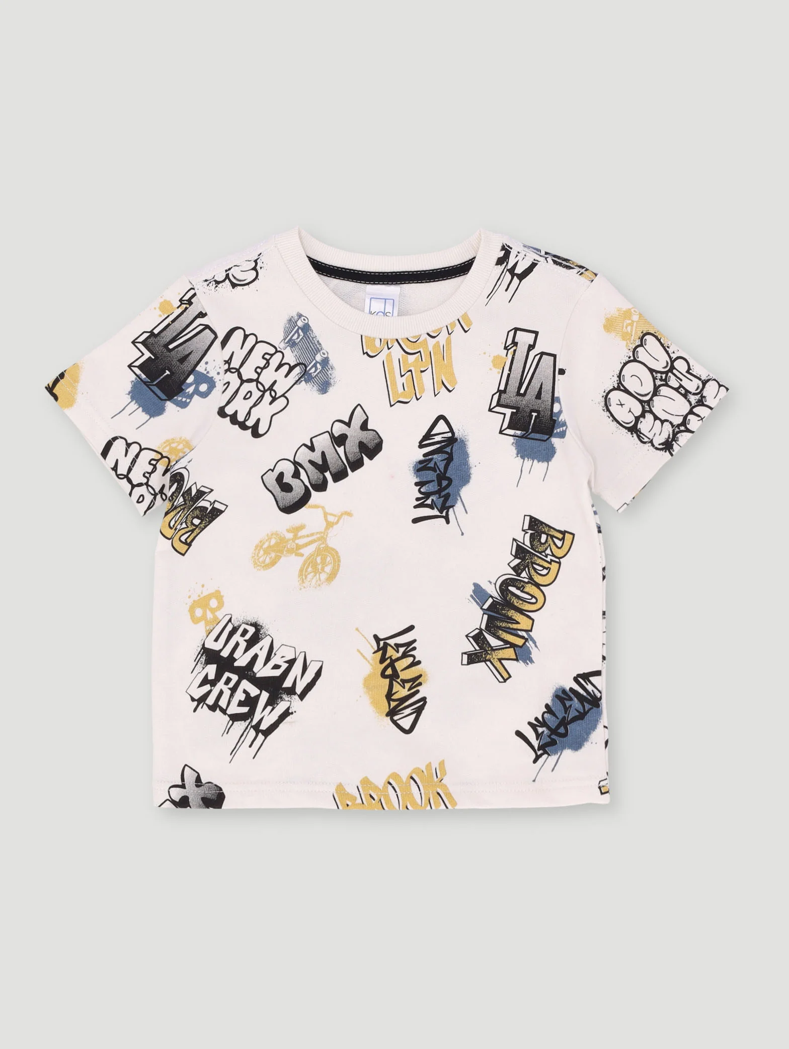 Pre-Boys Graffiti Fleece Crew Top - Cream - Image 2