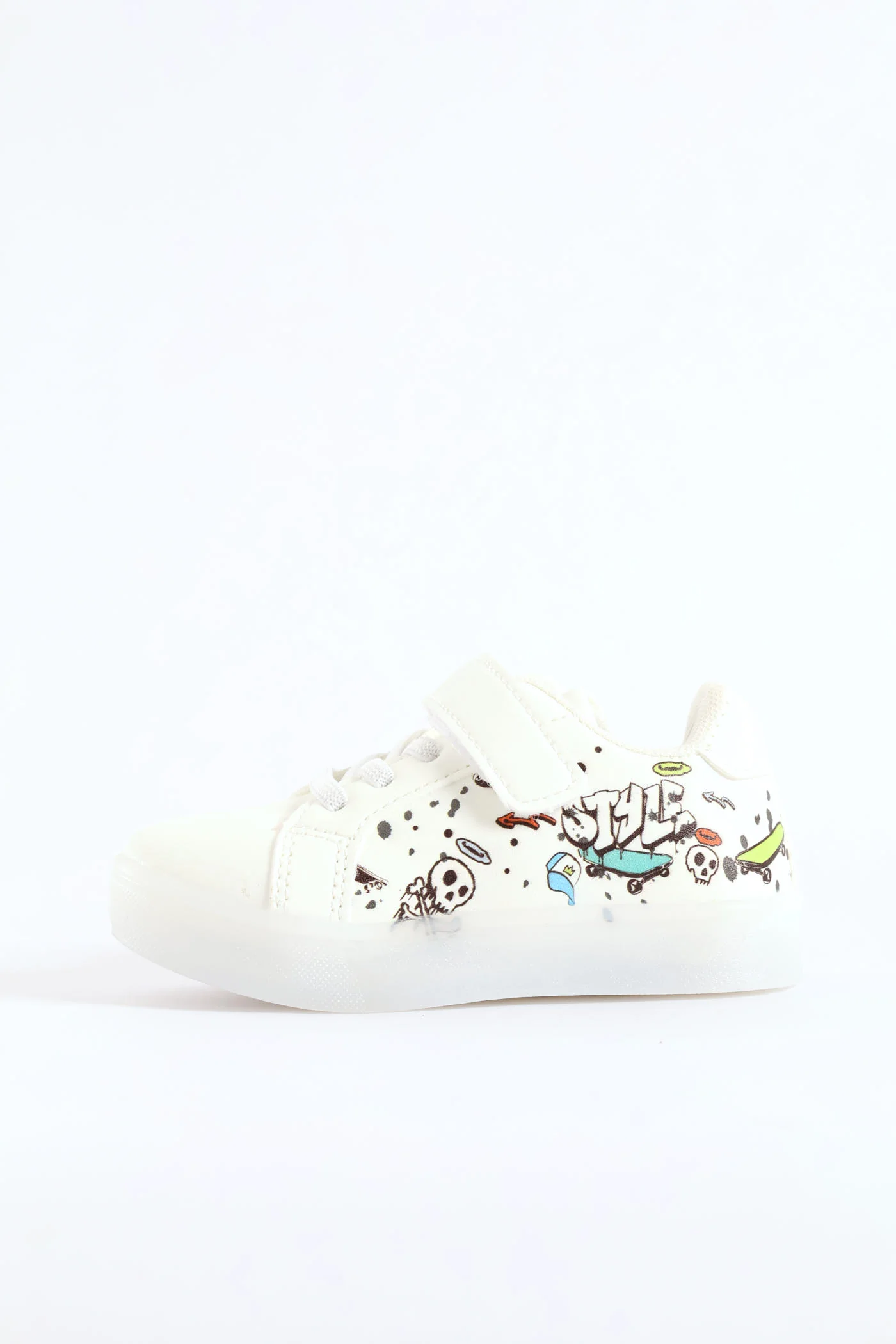 Pre-Boys Graffiti Lightup Sneaker - White - Image 4