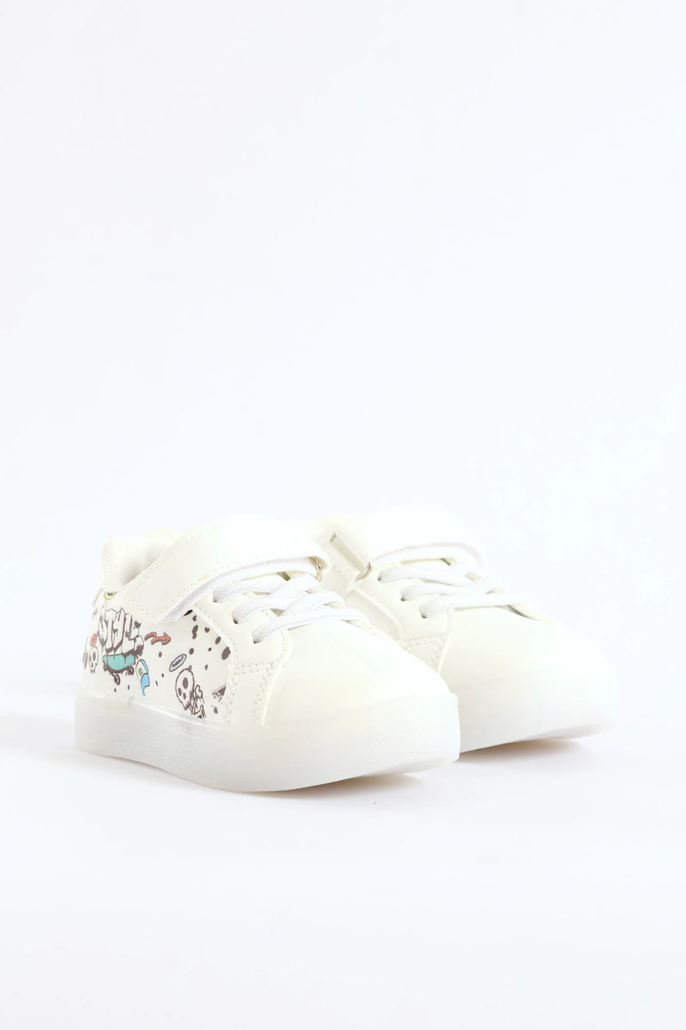 Pre-Boys Graffiti Lightup Sneaker - White - Image 5