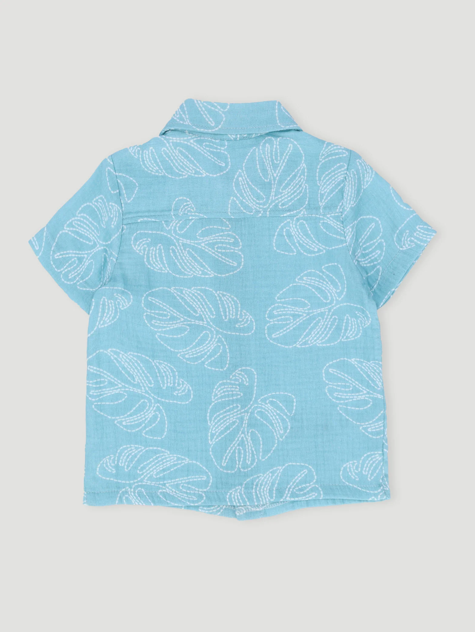 Pre-Boys Leaf Muslin Shirt - Blue - Image 2