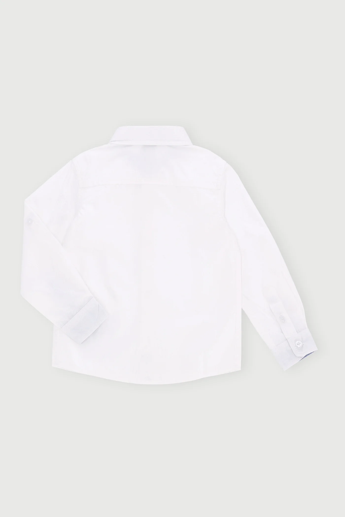 Pre-Boys Long Sleeve Plain Roll-Up Sleeve Shirt - White - Image 2