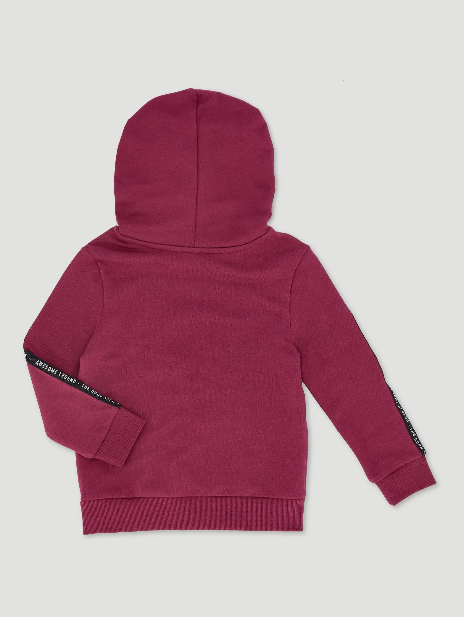 Pre-Boys Long Sleeve Tape Hoodie - Maroon - Image 2