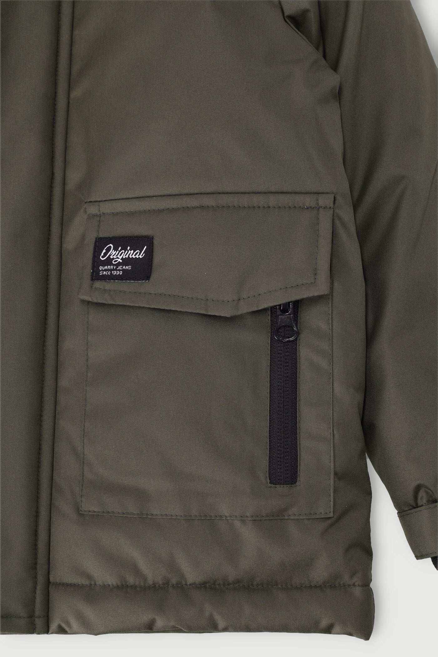 Pre-Boys Longer Length Parka Jacket - Olive - Image 3