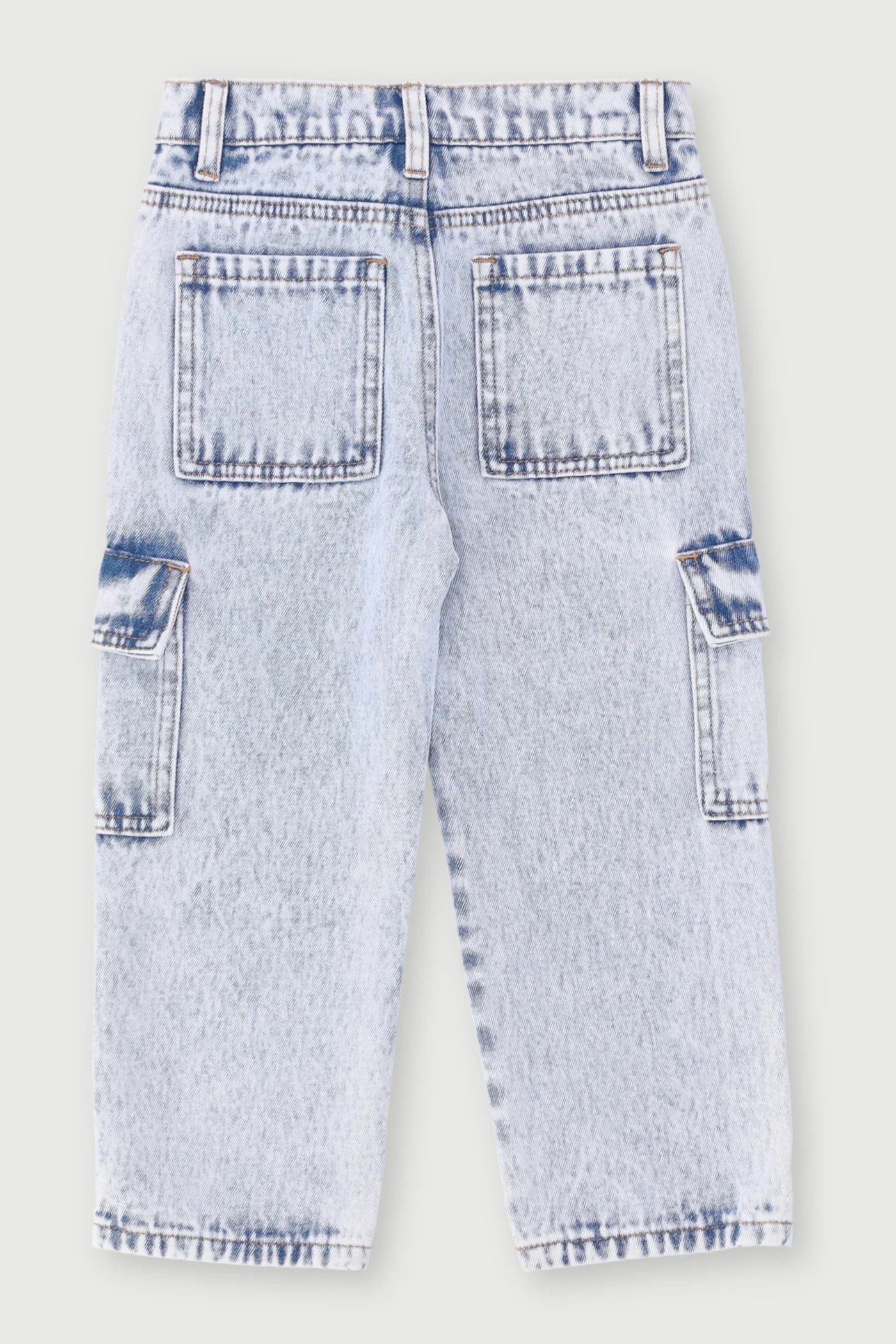 Pre-Boys Loose Fit Cargo Denim - Light Blue - Image 2