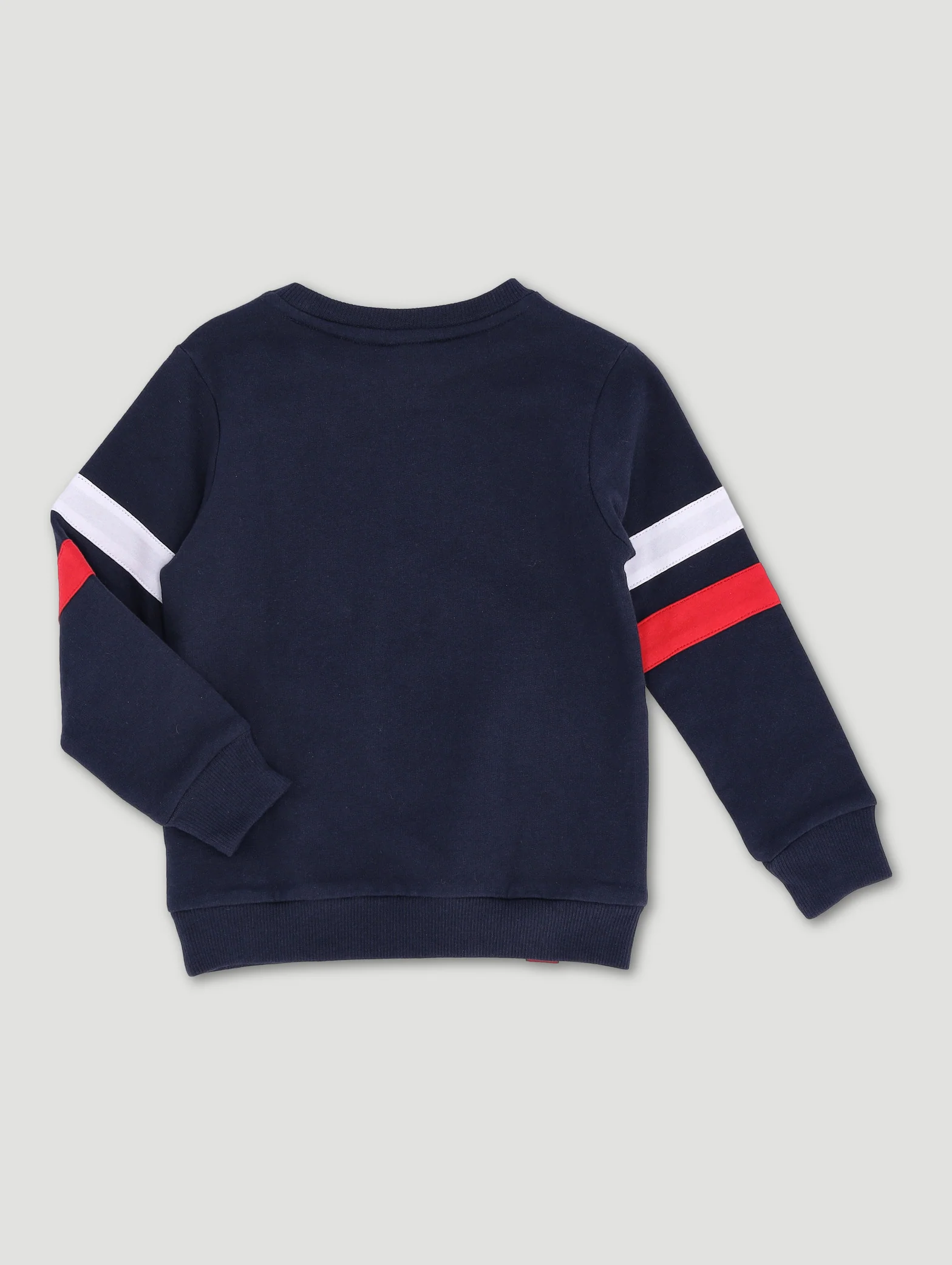 Pre-Boys Mickey Stripe Crew Top - Navy/Red - Image 2