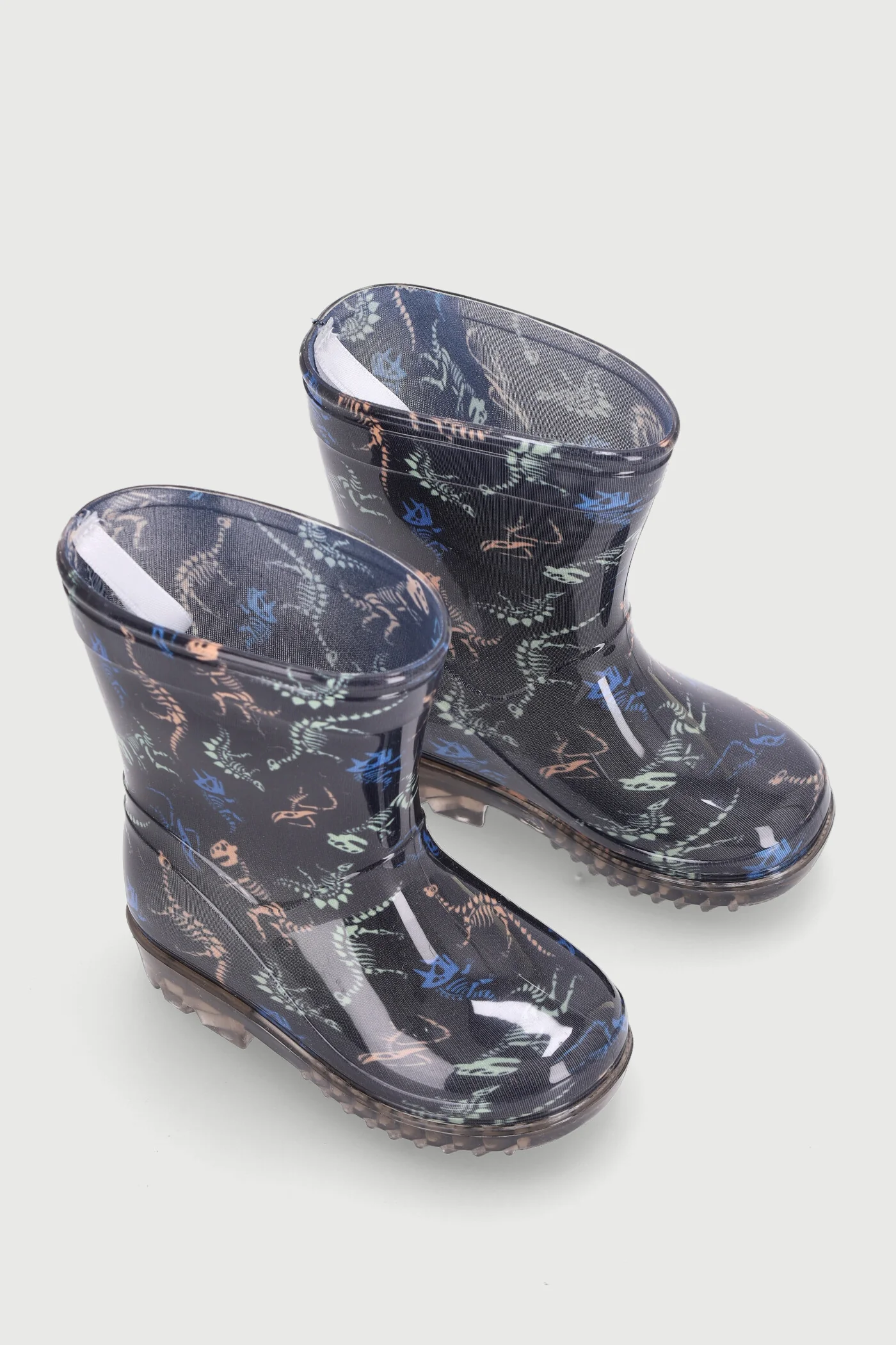 Pre-Boys Neon Dino Wellington Boots - Black - Image 3