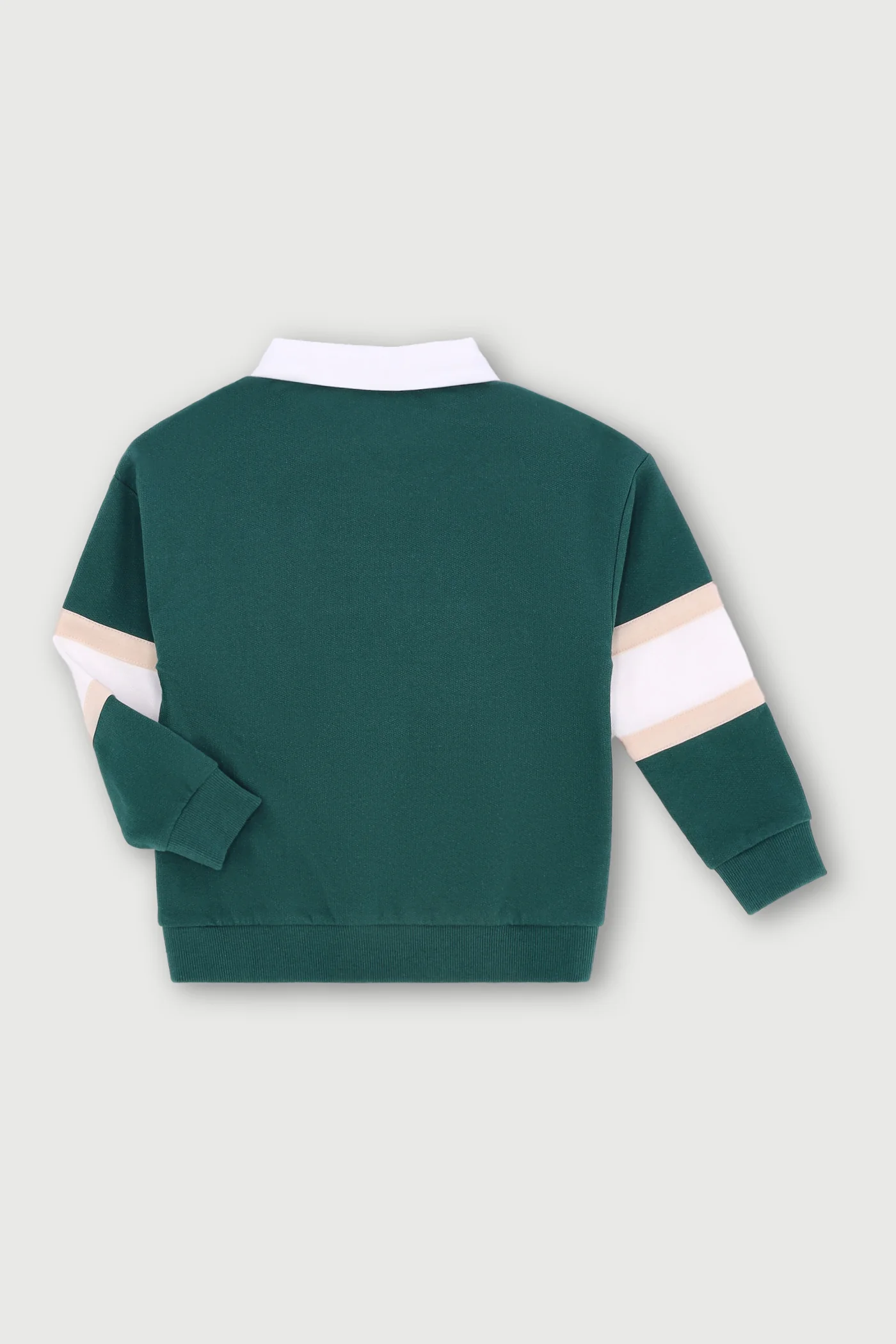 Pre-Boys Quarter Zip Colourblock Crew Top - Dark Green - Image 2