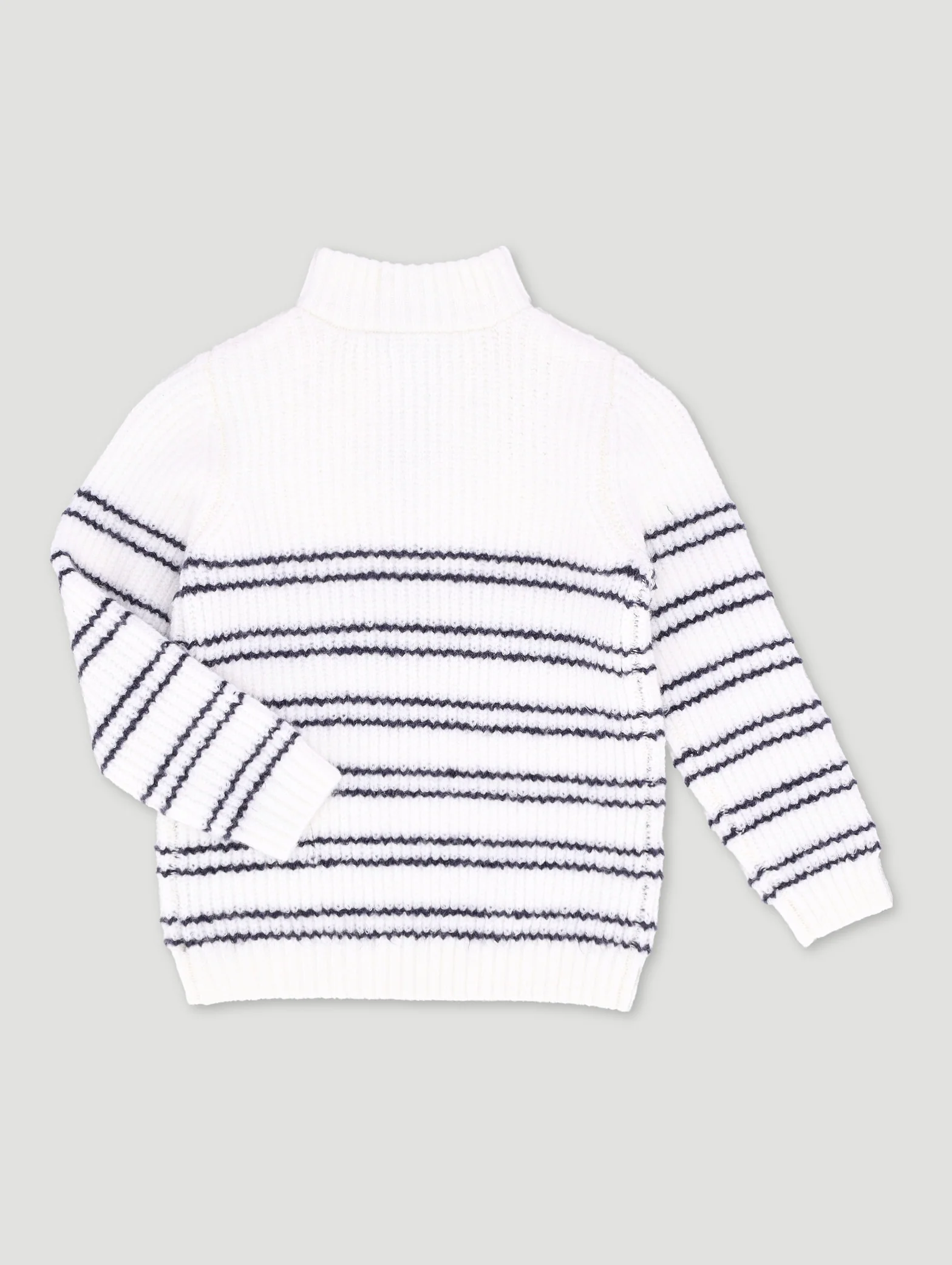 Pre-Boys Quarter Zip Stripe Knitwear - White/Navy - Image 2