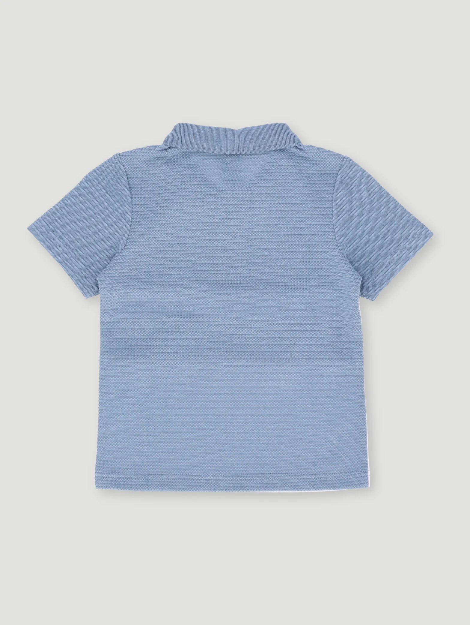 Pre-Boys Quarter Zip Textured Colourblock Golfer - Blue - Image 2