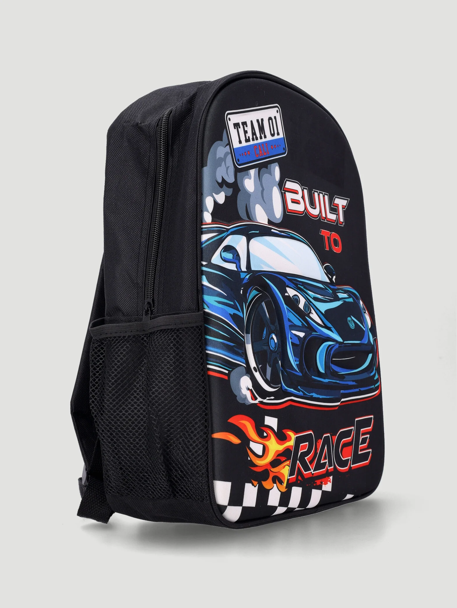 Pre-Boys Racing Car Debossed Backpack - Black - Image 2