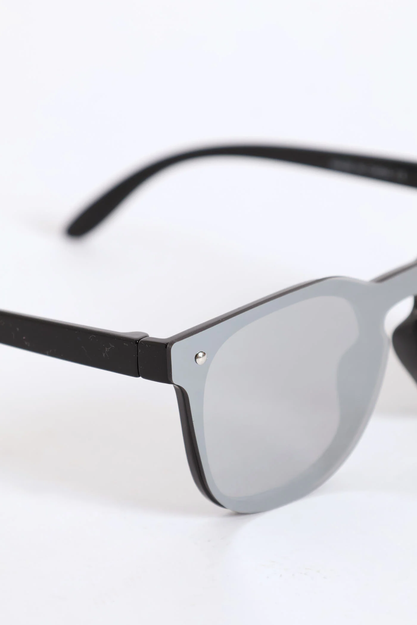 Pre-Boys Rimless Round Mirrored Wayfarer Sunnies - Silver - Image 2