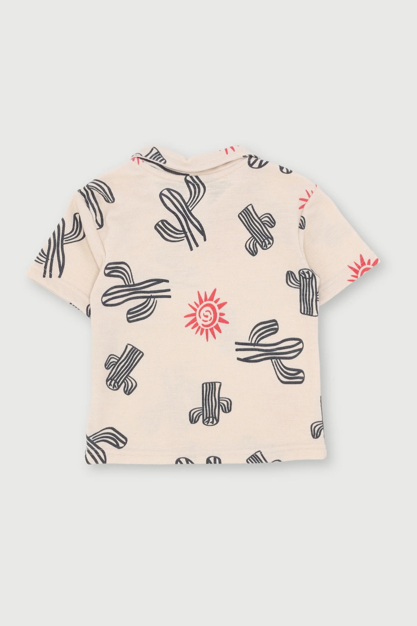 Pre- Boys Short Sleeve Cactus Terry Fleece Crew Top - Stone - Image 2