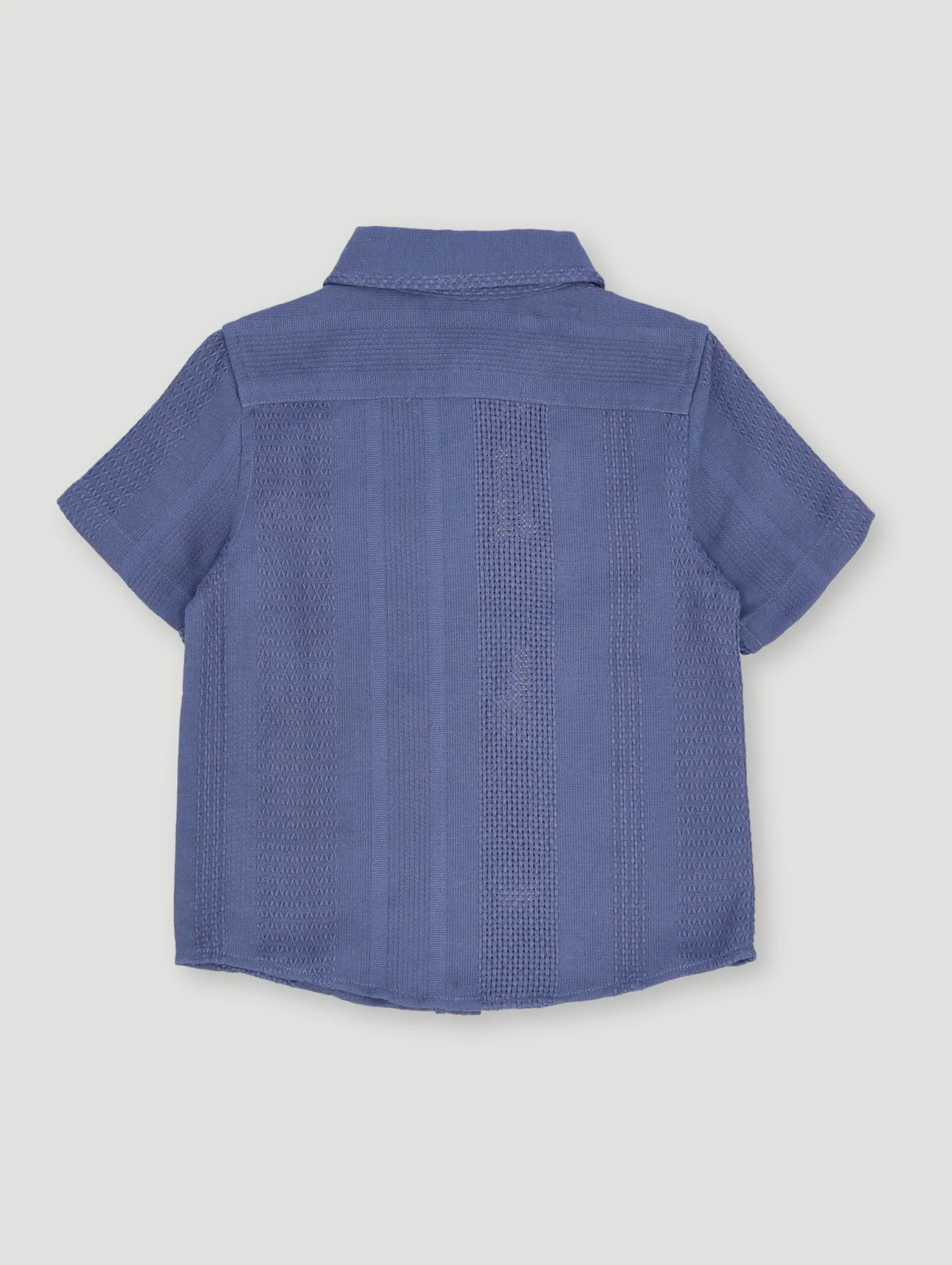 Pre- Boys Short Sleeve Textured Dobby Shirt - Denim - Image 2