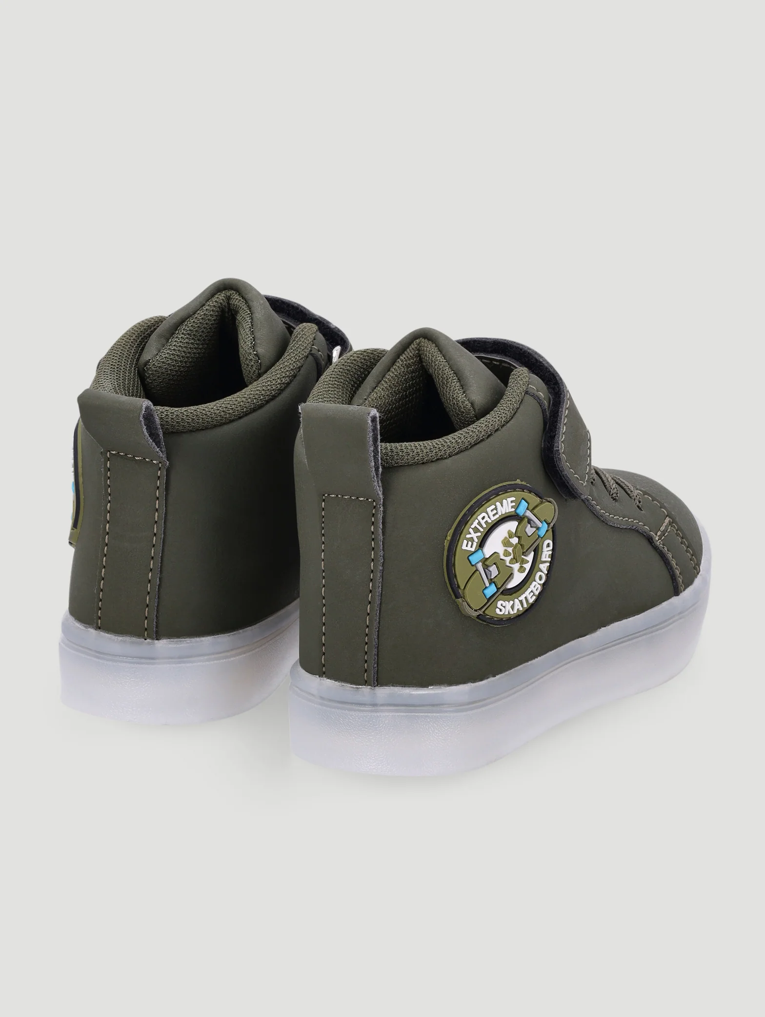 Pre-Boys Skater Lightup Hitop Sneaker - Olive - Image 2