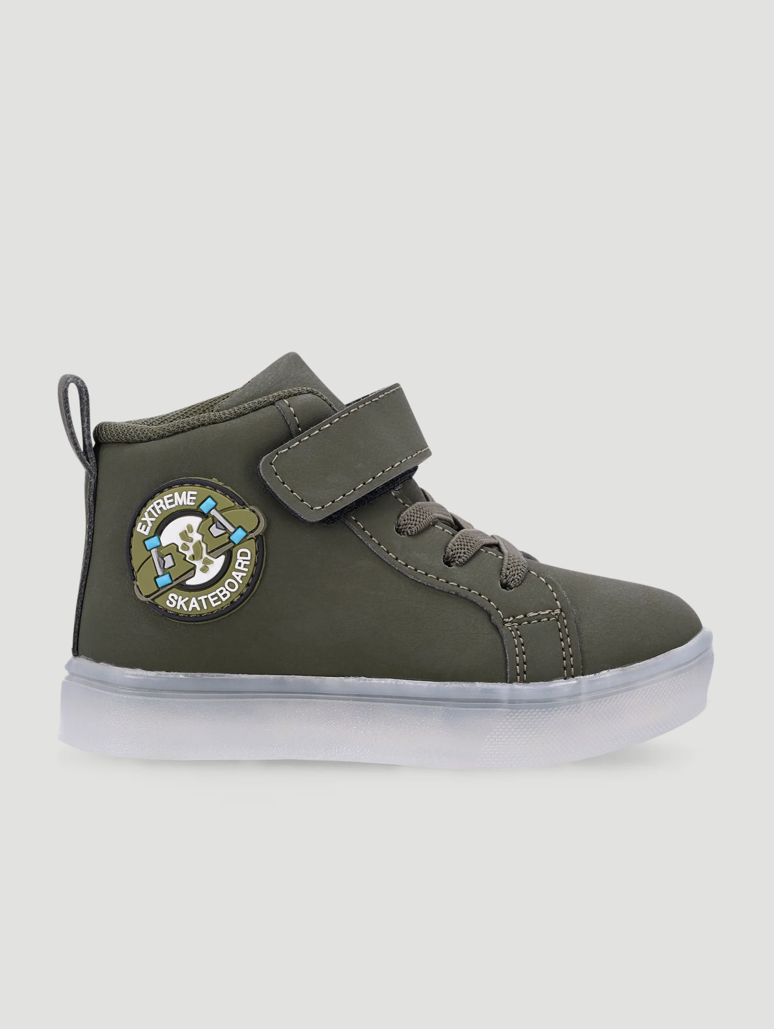 Pre-Boys Skater Lightup Hitop Sneaker - Olive - Image 4