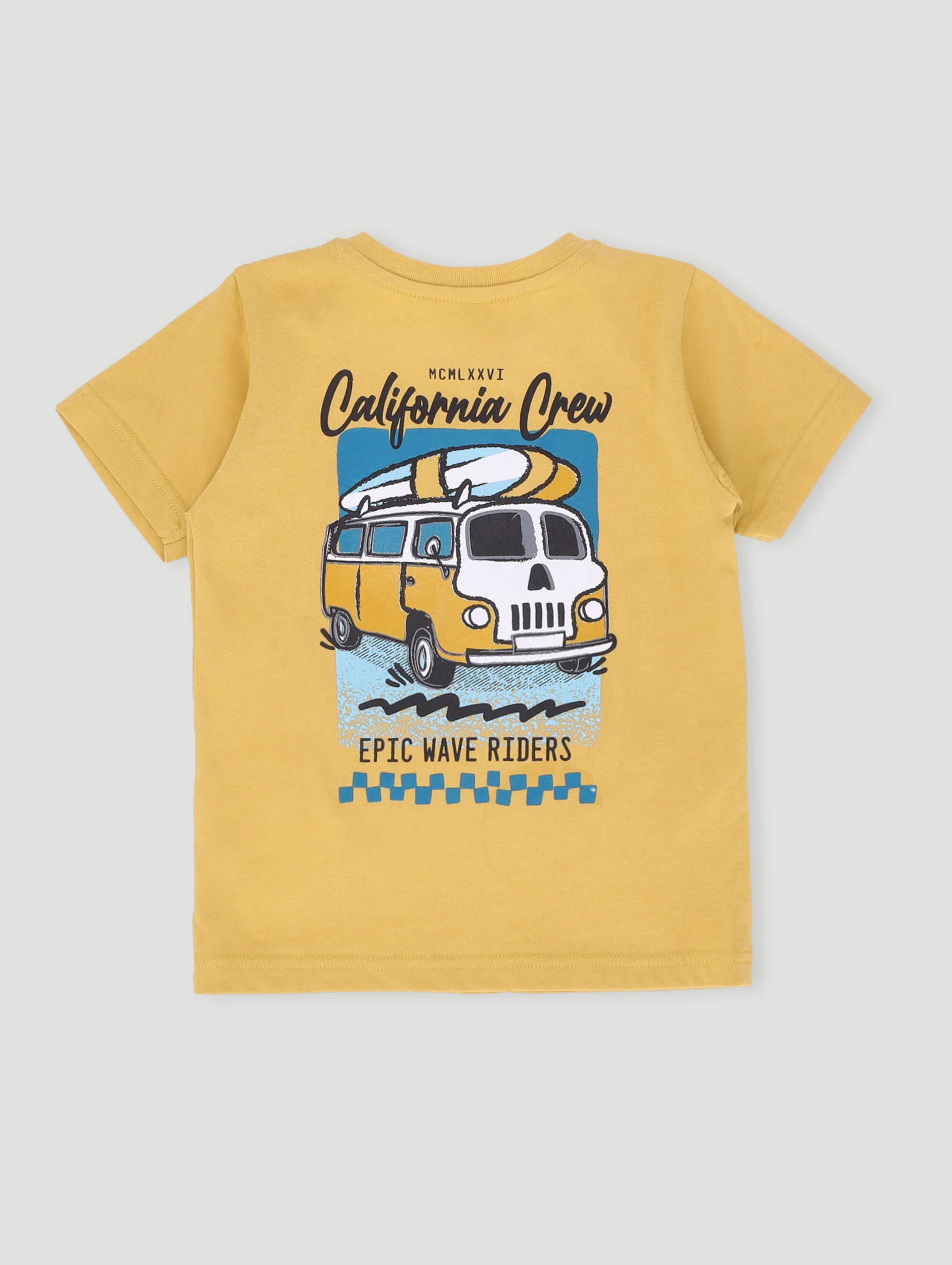 Pre-Boys Skull Surf Buggie Tee - Yellow - Image 2