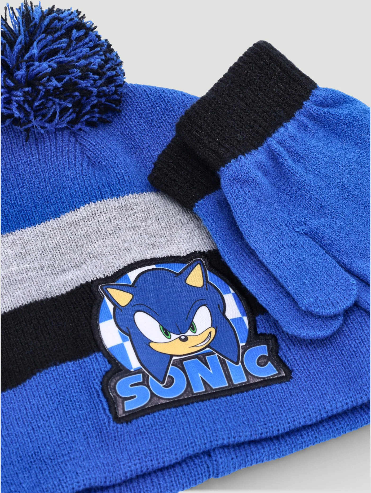 Pre-Boys Sonic Beanie And Glove Set - Black/Grey - Image 2