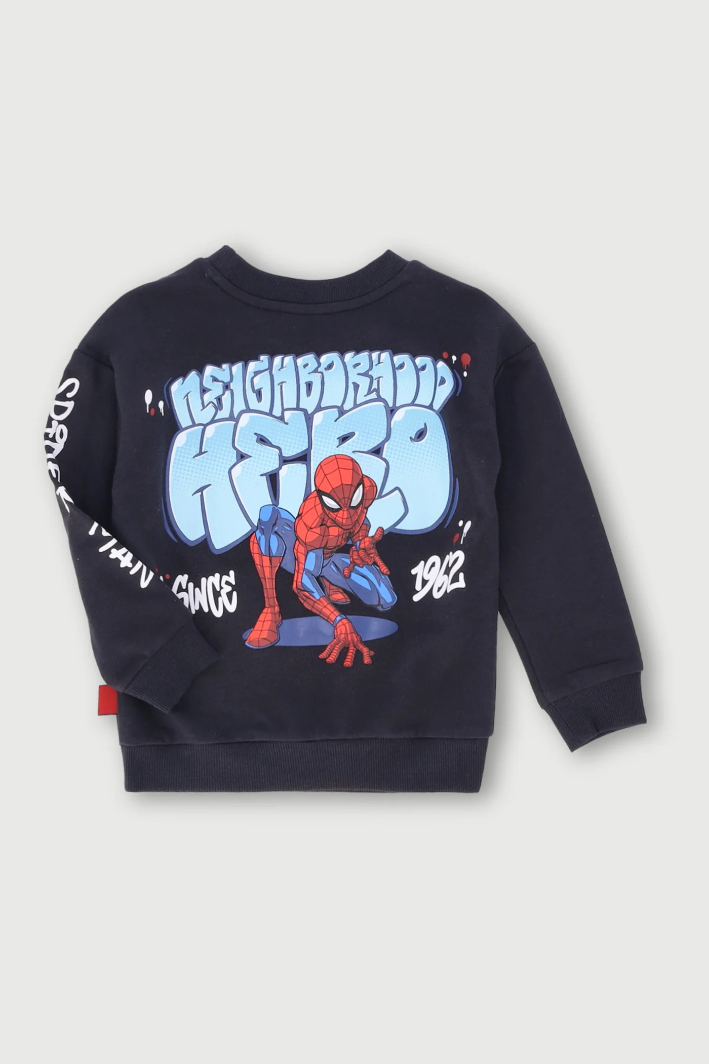 Pre-Boys Spiderman Crew Top - Black - Image 2