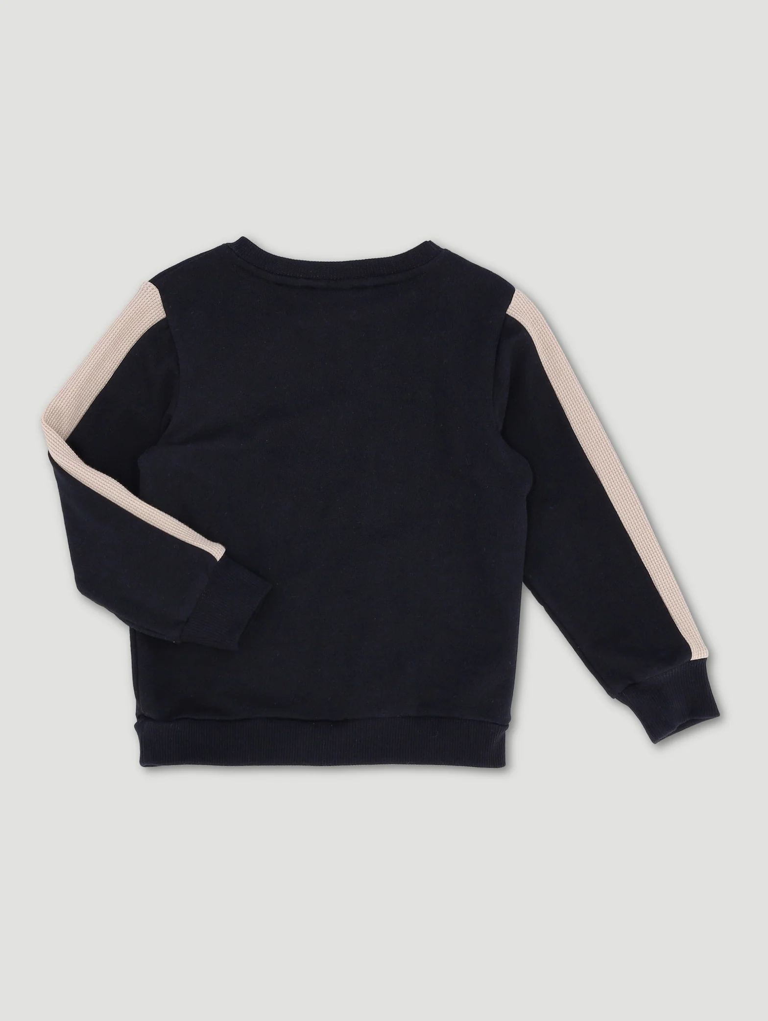 Pre-Boys Spiderman Waffle Crew Top - Black/Beige - Image 2