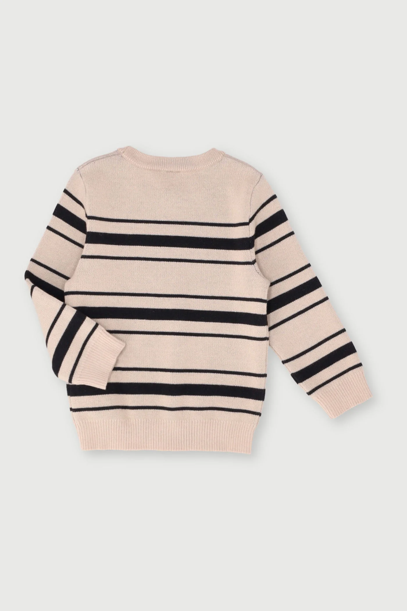 Pre-Boys Stripe Jaquard Knit Sweater - Stone/Black - Image 2