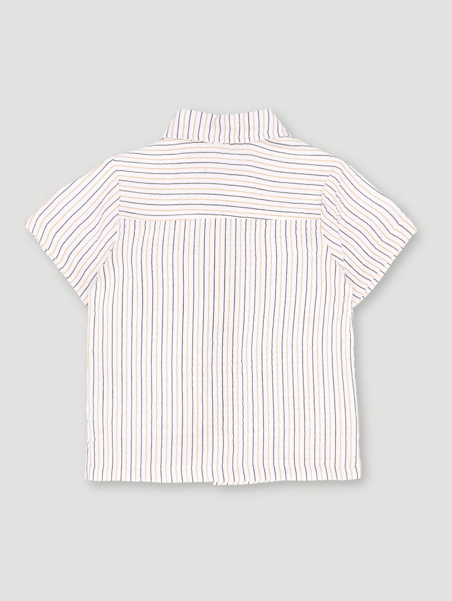 Pre-Boys Stripe Print Muslin Shirt - Cream - Image 2