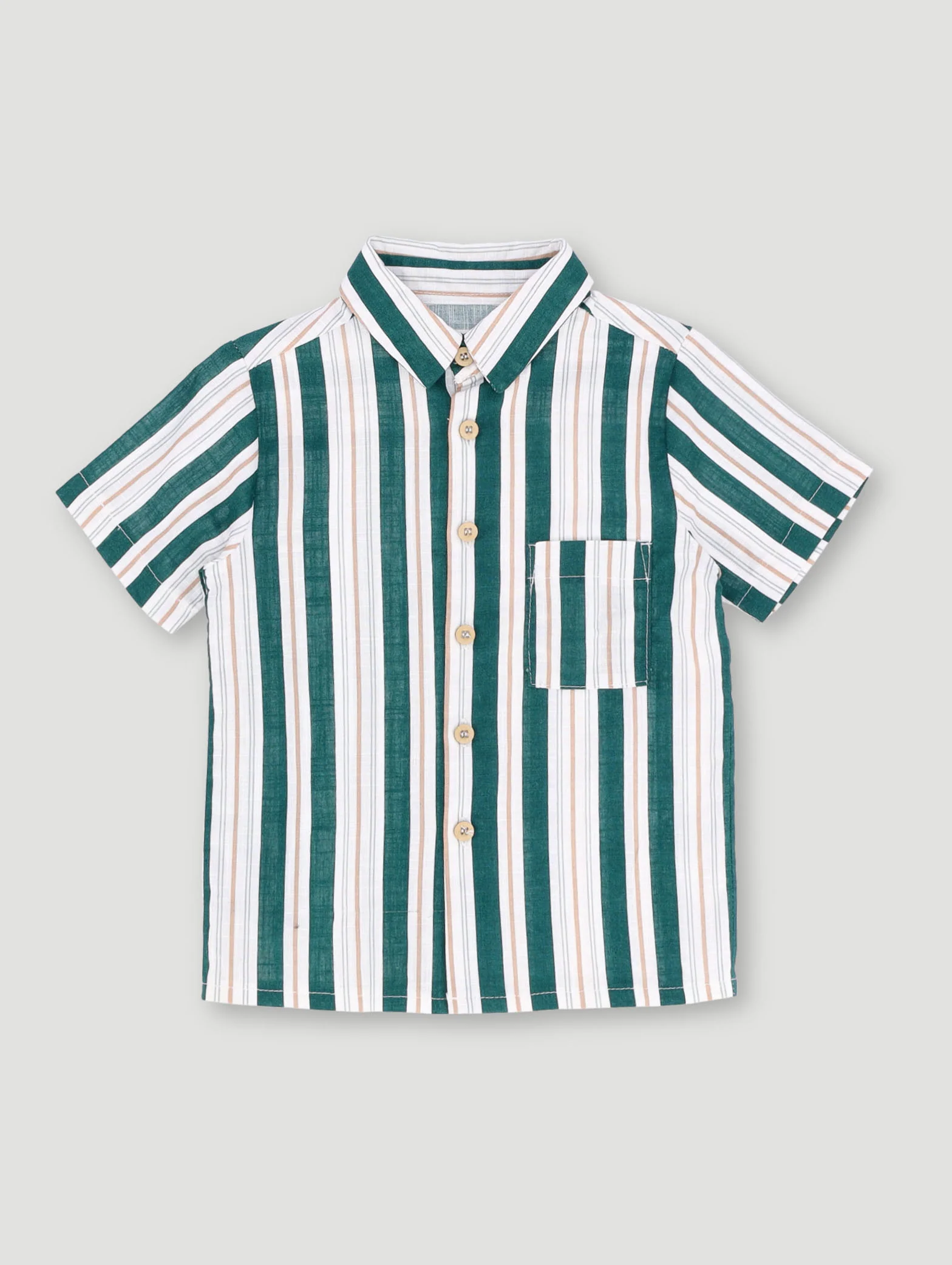 Pre-Boys Stripe Woven Shirt - Green - Image 2