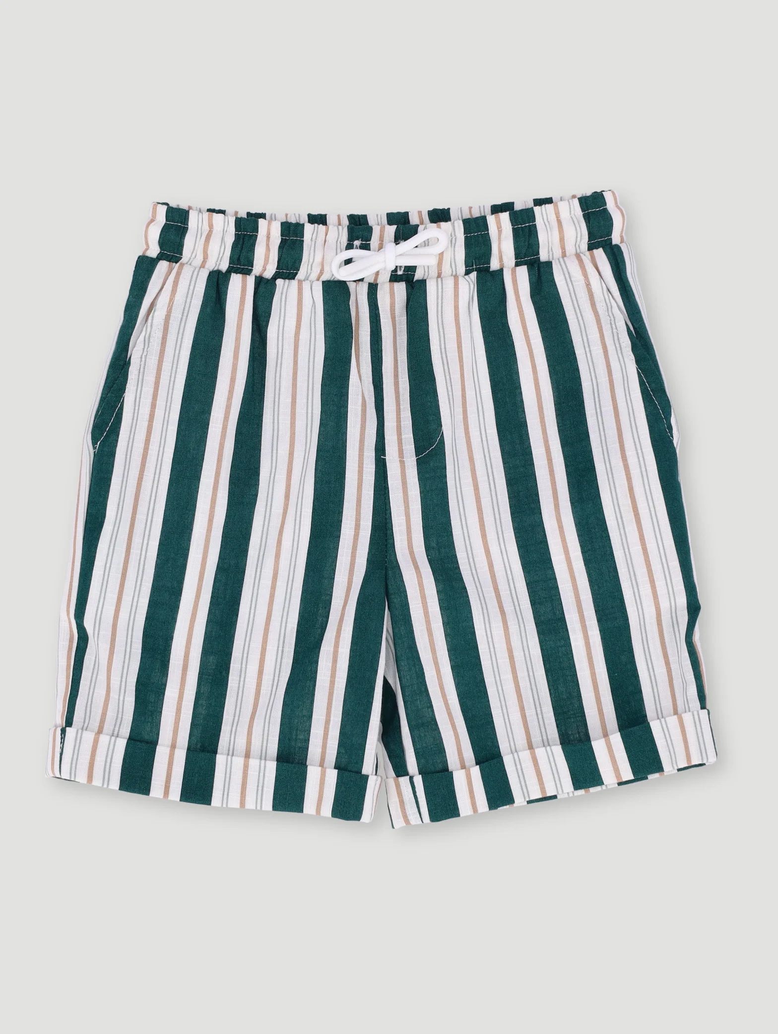Pre-Boys Stripe Woven Short - Green - Image 2
