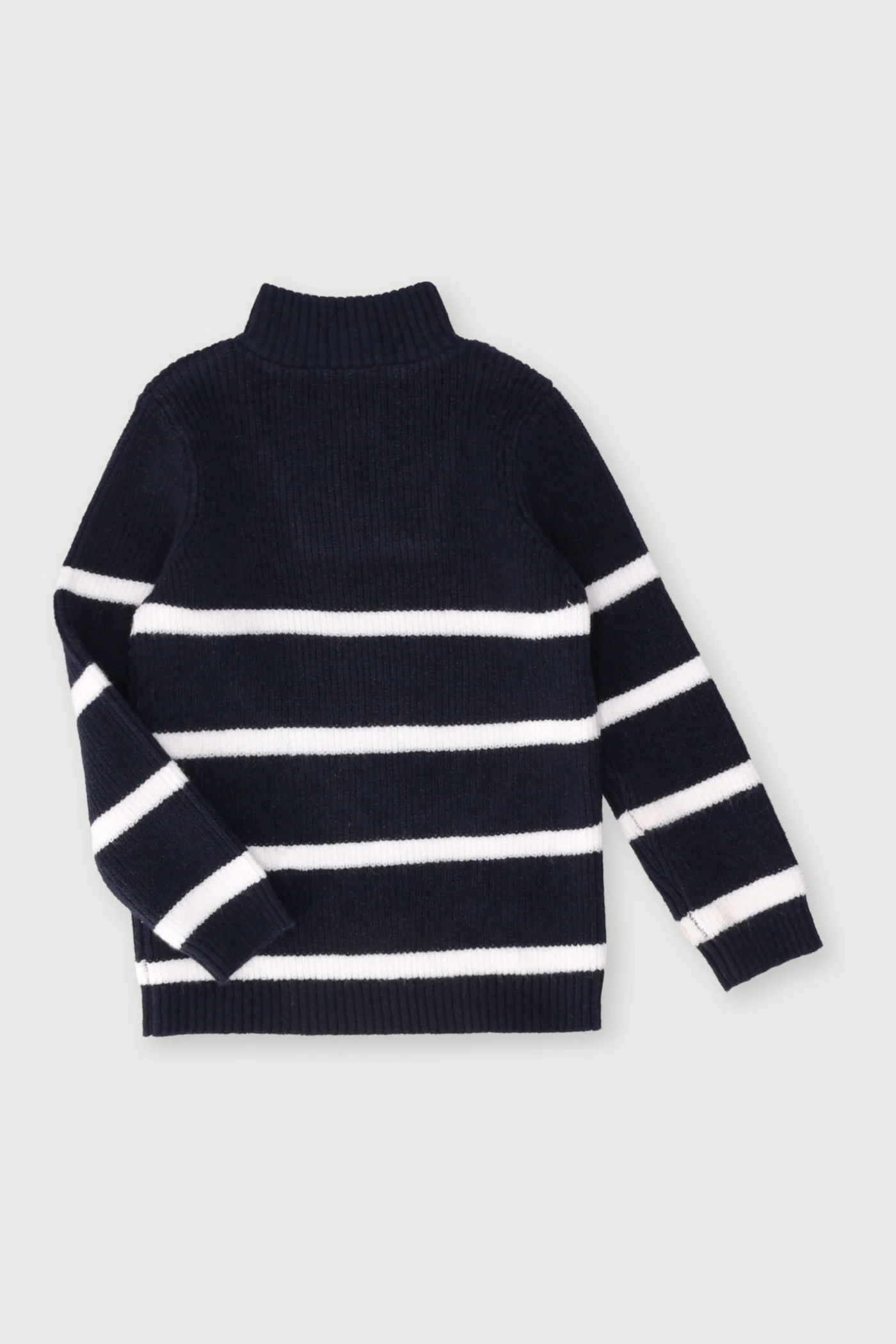 Pre-Boys Striped Quarter Zip Knitwear - Navy/White - Image 3